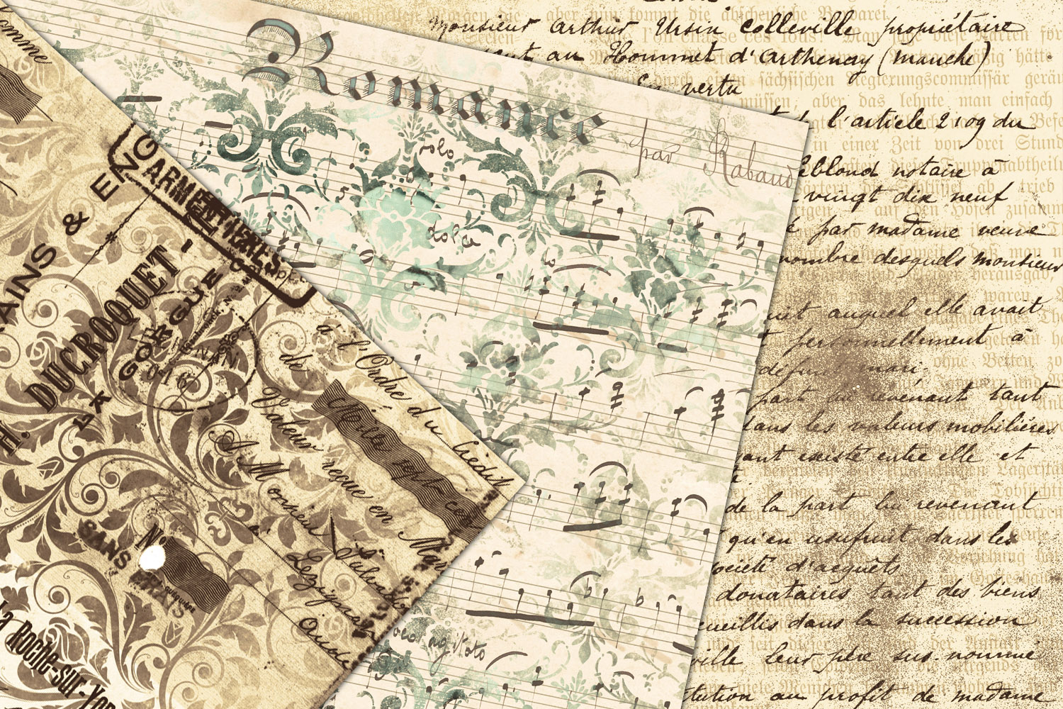 Sepia Ephemera Digital Paper