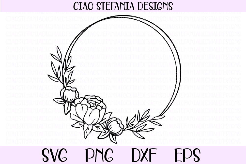 Download Peony Wreath Geometric Circle Frame Wedding SVG Cut File ...