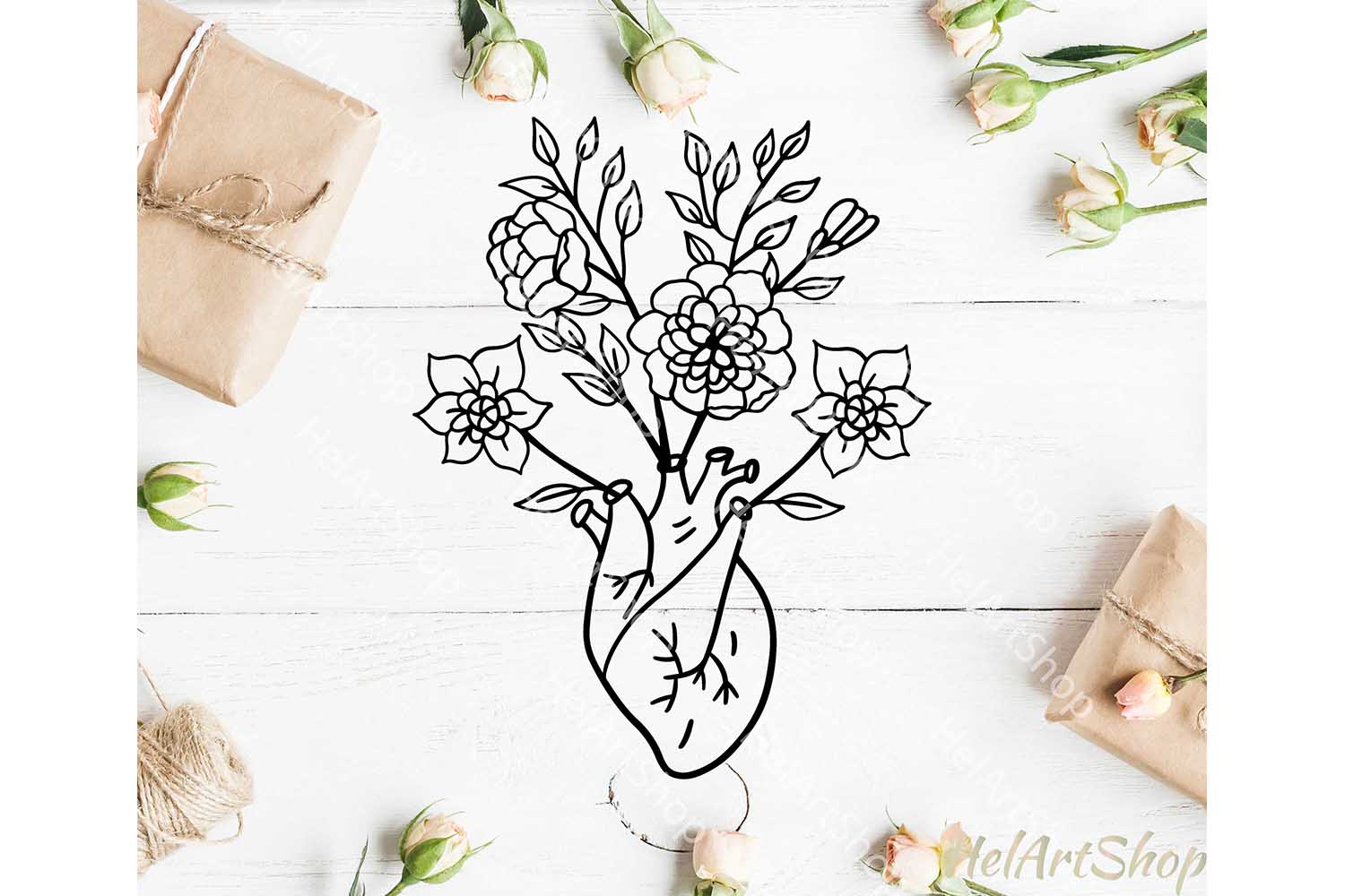 Download Anatomical Heart svg, Floral Heart svg