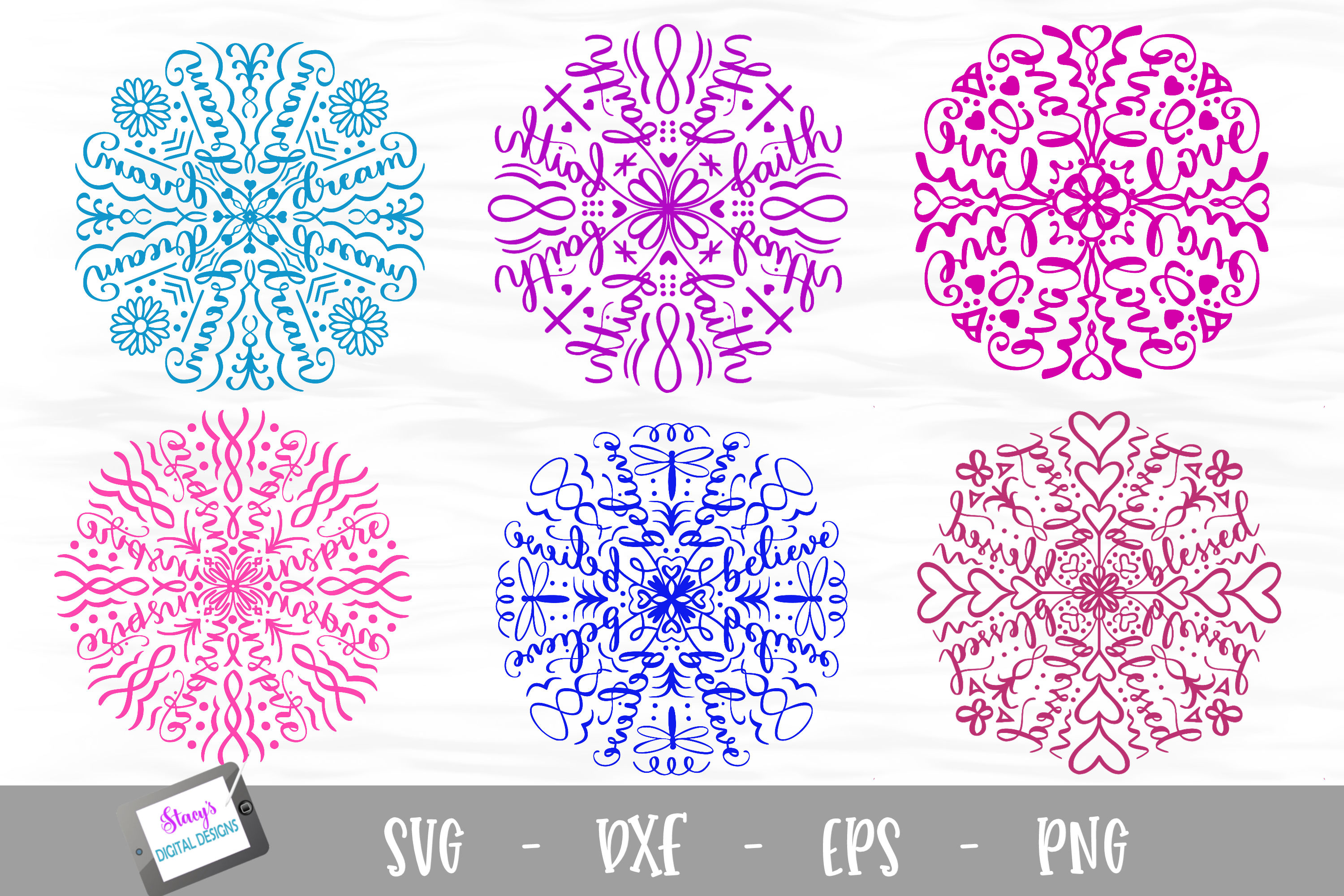 Mandala SVG Bundle - 6 Inspirational mandala designs