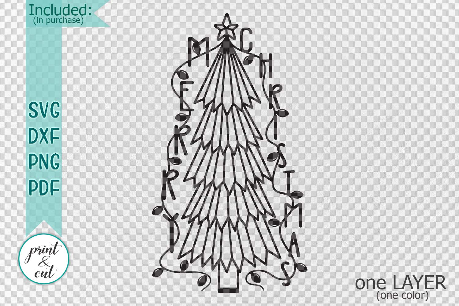 Download Vertical Vintage Merry Christmas Tree with lights sign svg