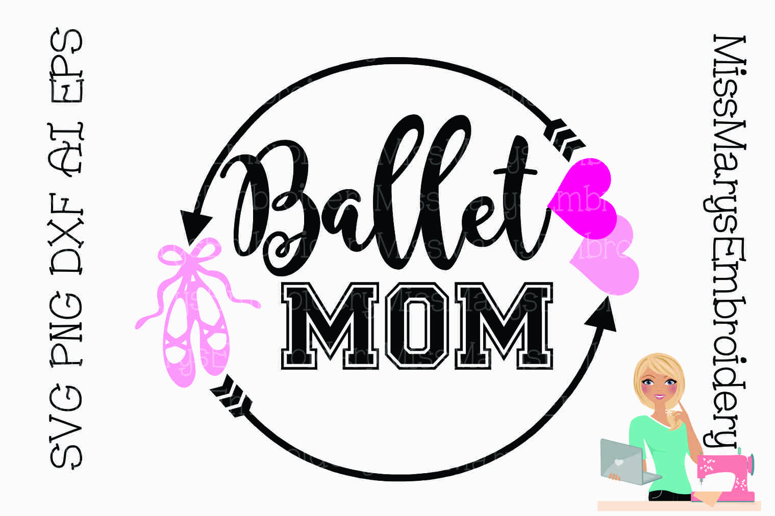 Download Ballet Mom Arrow Monogram SVG Cutting File