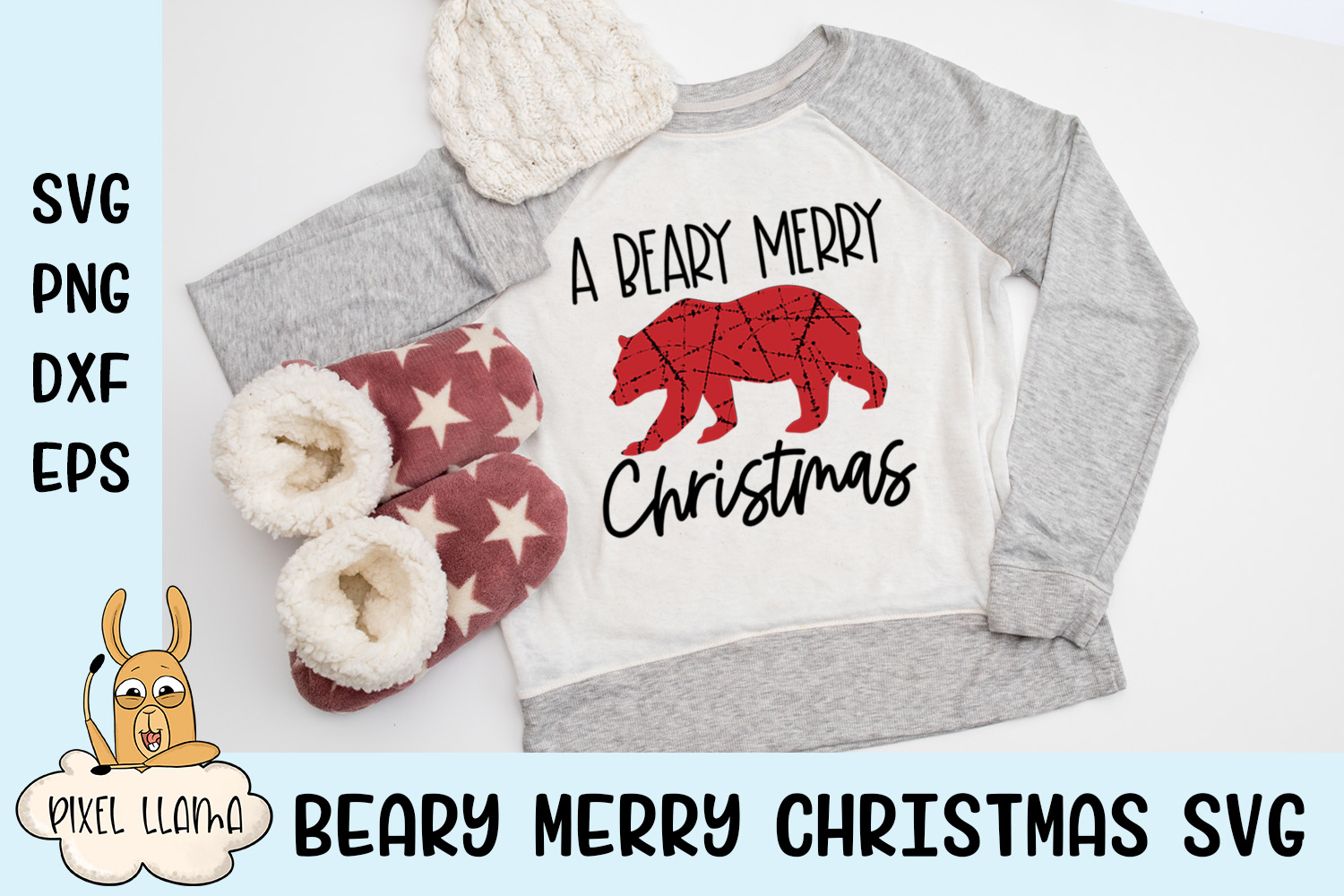 Download A Beary Merry Christmas Pillow Grunge SVG
