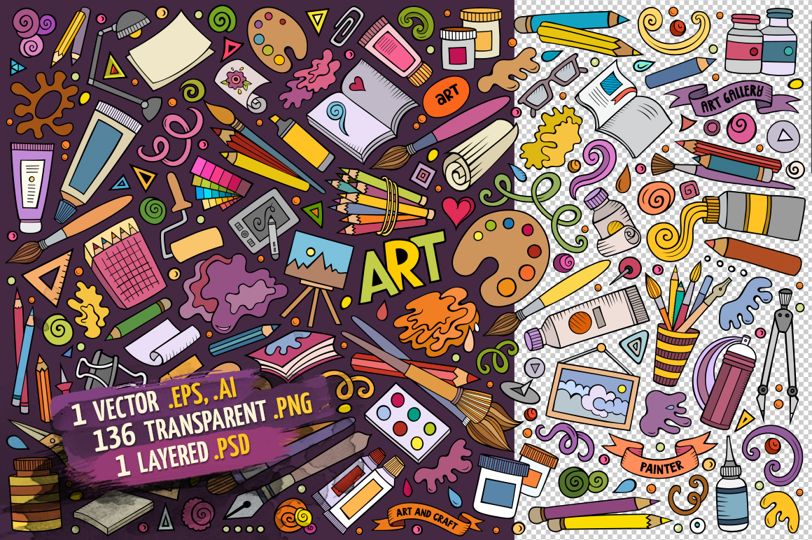 Art & Craft Objects Set (114129) | Objects | Design Bundles