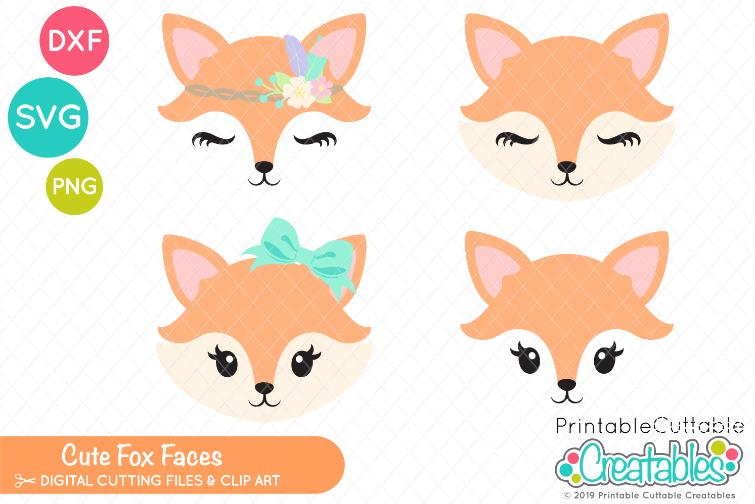 Cute Fox Faces SVG Set (262019) | SVGs | Design Bundles