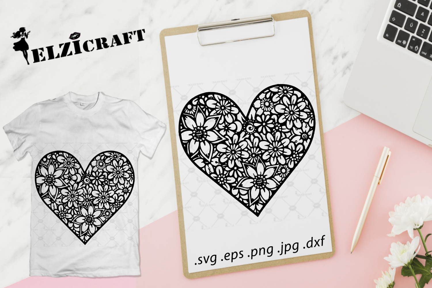 Download Heart Flower Mandala SVG Cut File (280318) | SVGs | Design ...