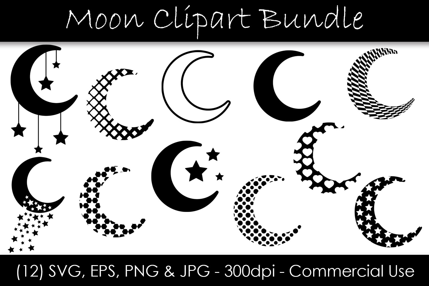 Download Moon SVG Bundle - Moon Shape Clip Art - Moon Silhouettes (361854) | Illustrations | Design Bundles