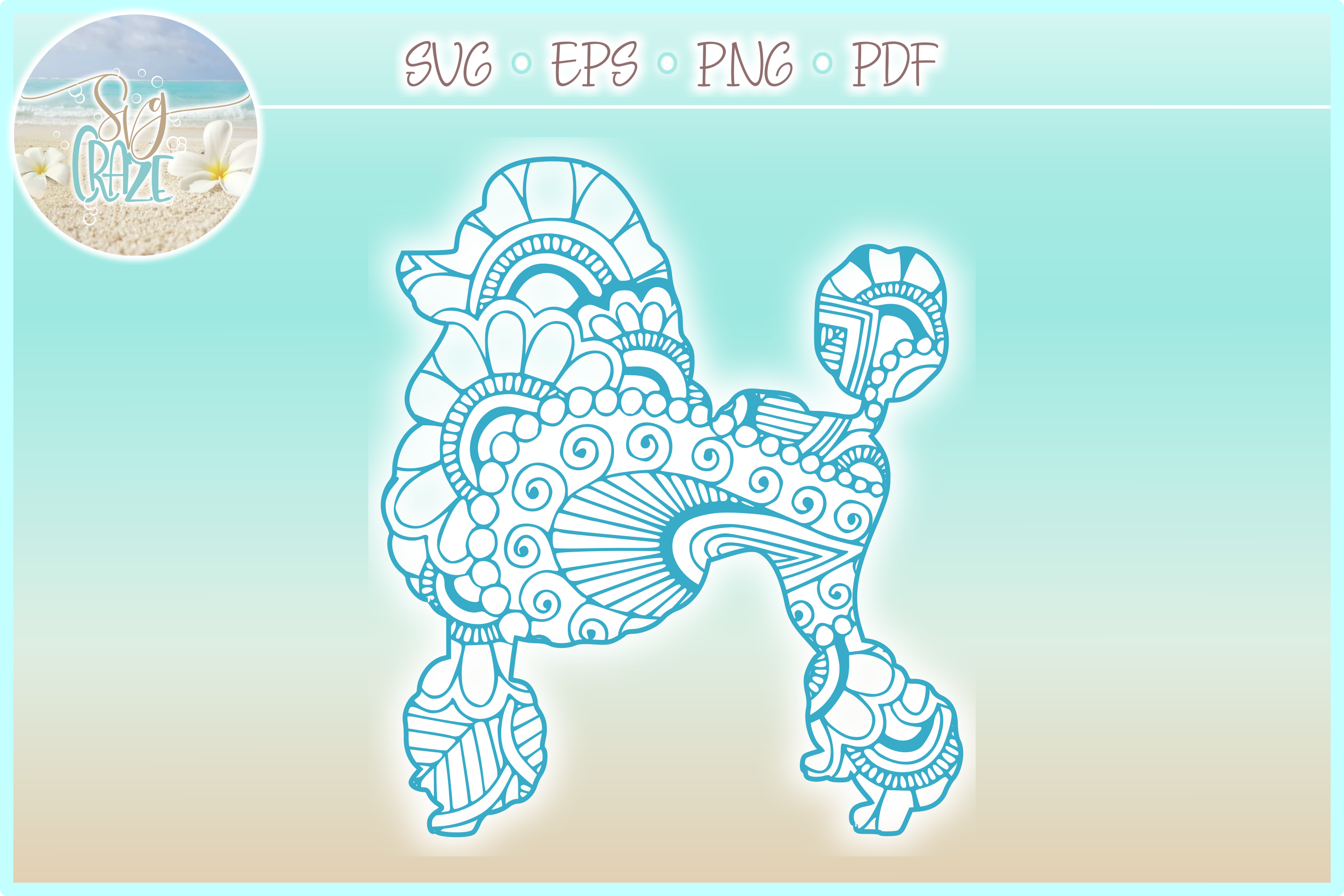 Download Poodle Dog Mandala Zentangle Svg Dxf Eps Png Pdf Files