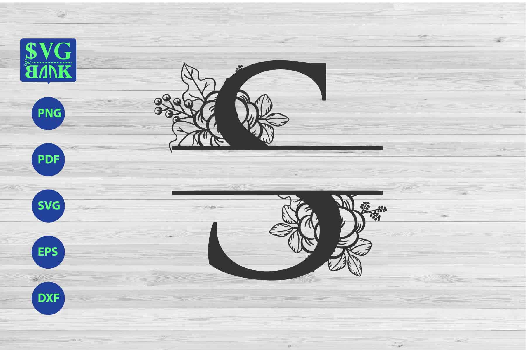 Split Monogram Letter S Svg Alphabet Floral Initial Logo S