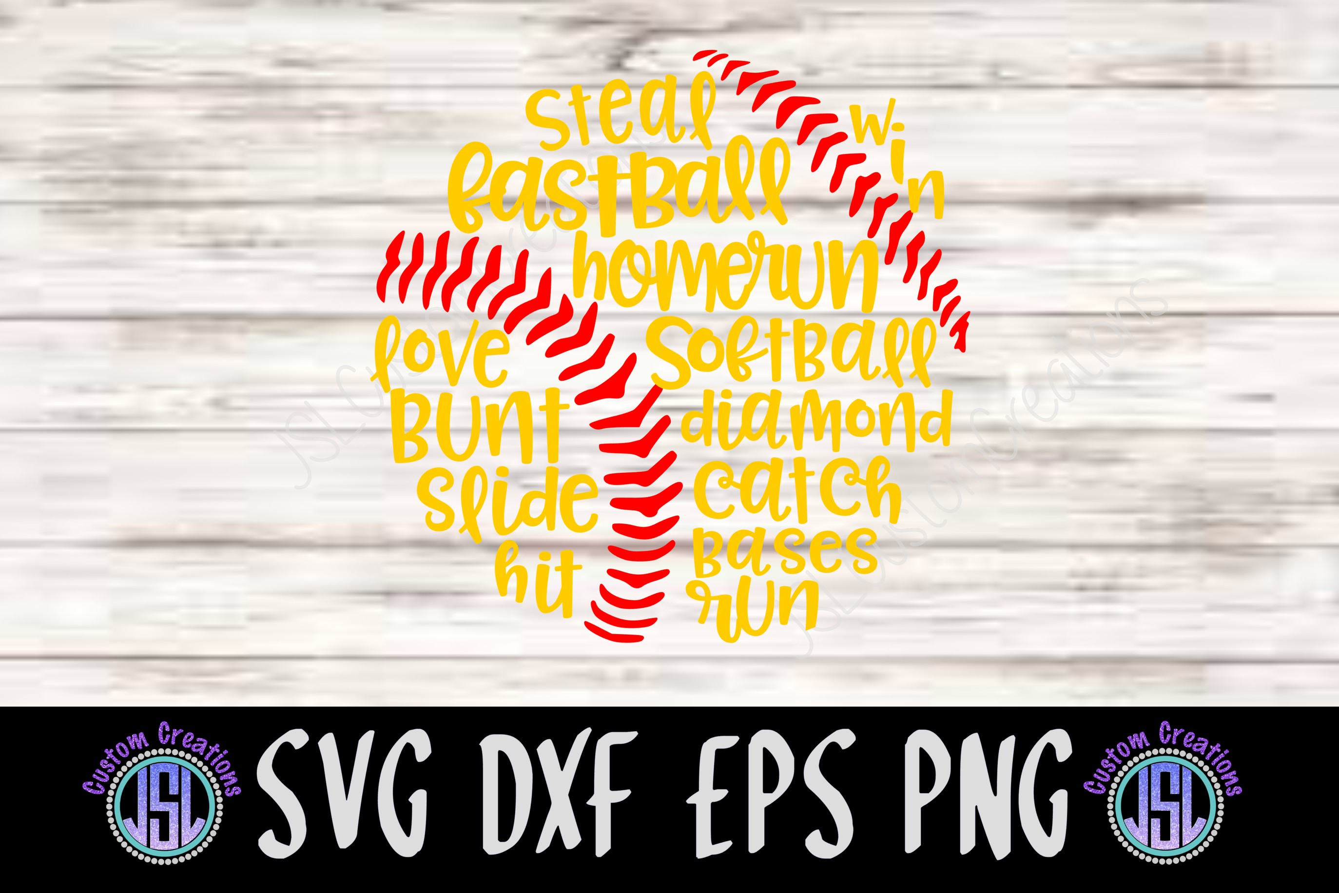Softball Wording | Softball Shape | SVG DXF EPS PNG Cut FIle (216328