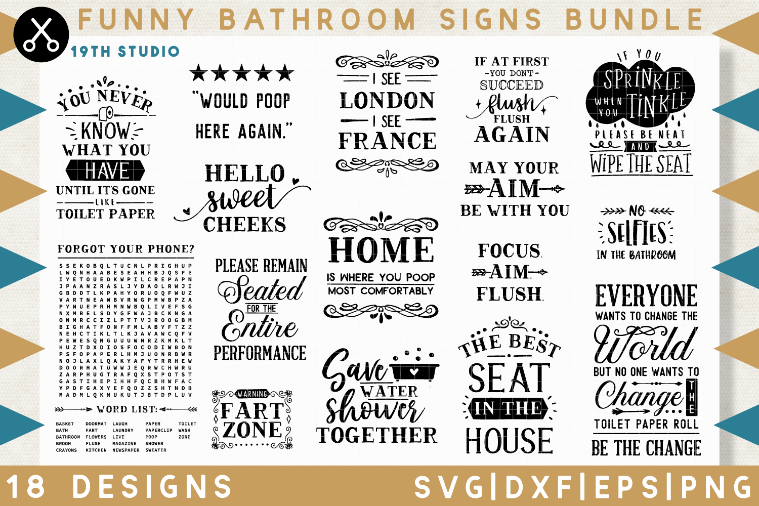 Download Funny Bathroom sign SVG Bundle - MB32