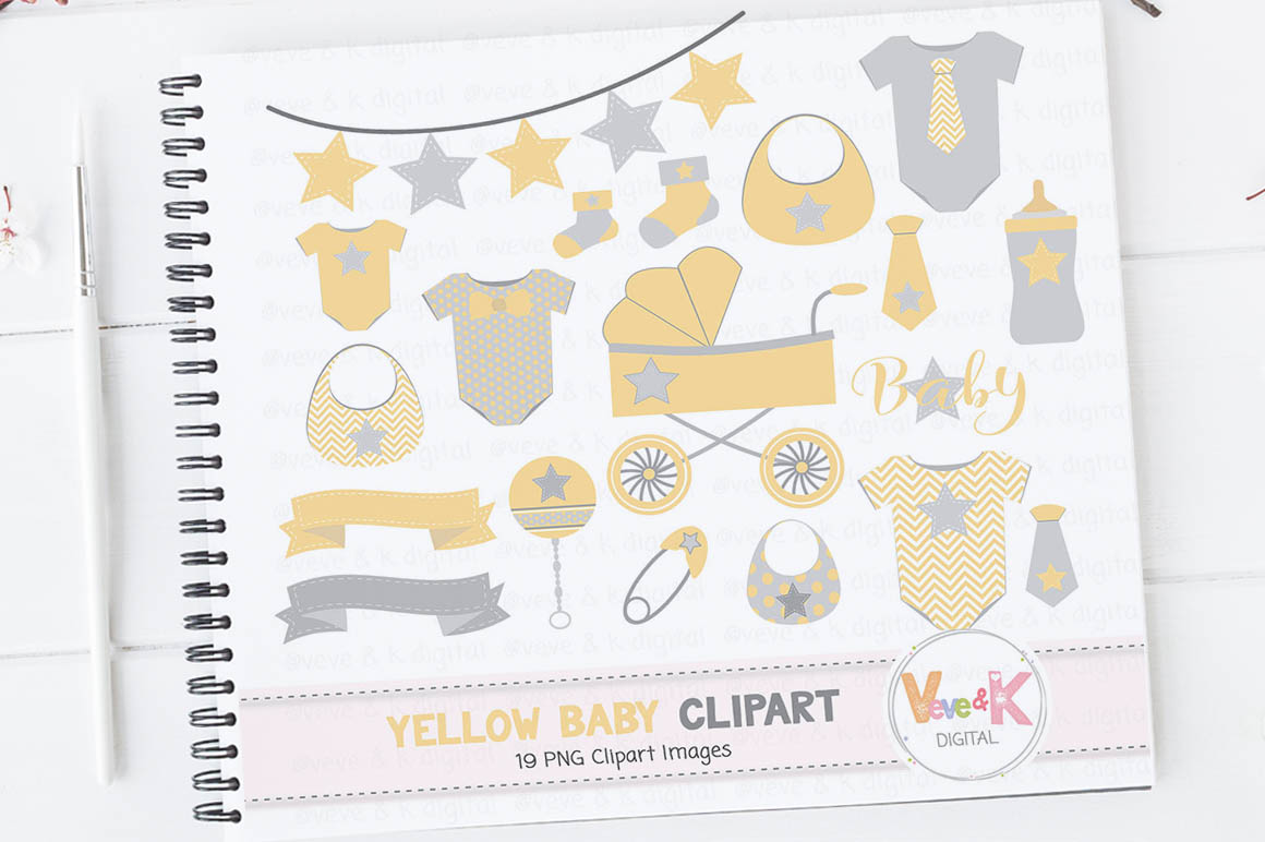 Yellow Baby Clipart Gender Neutral Baby Clipart Baby Shower