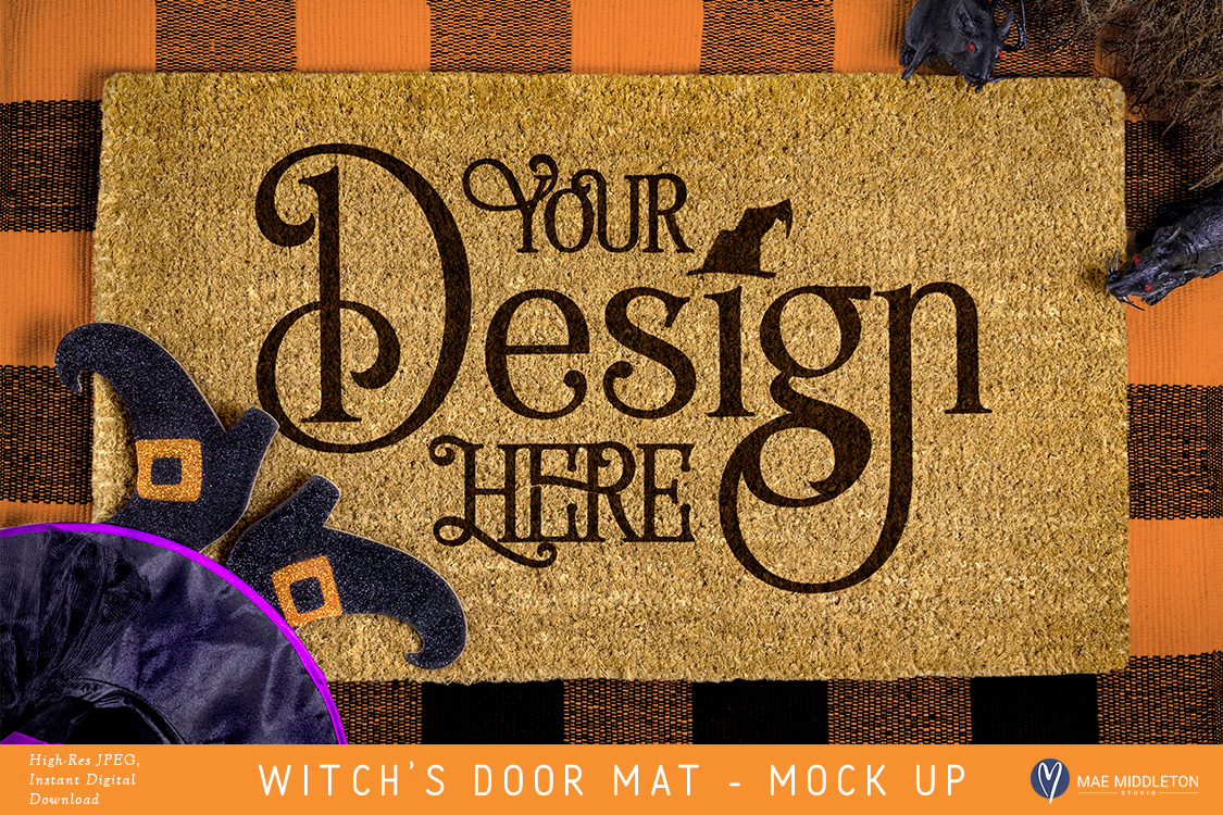 Download Halloween mock up - Witch's Door Mat, styled photo
