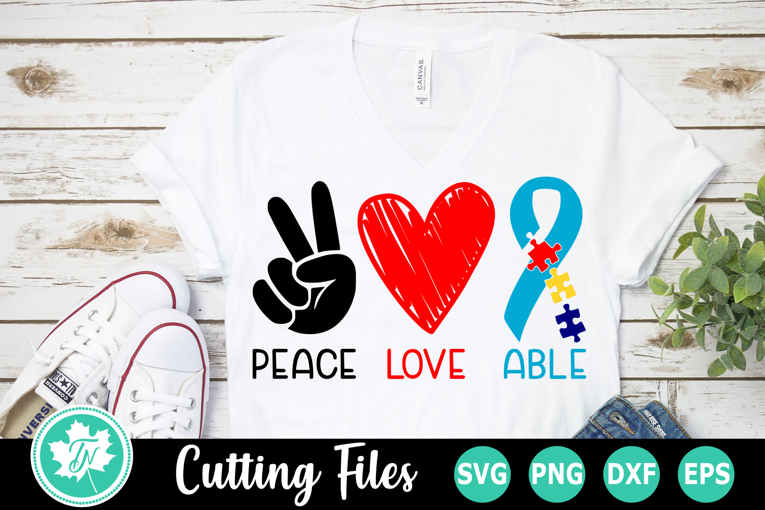 Download Peace Love Able - An Autism Awareness SVG Cut File
