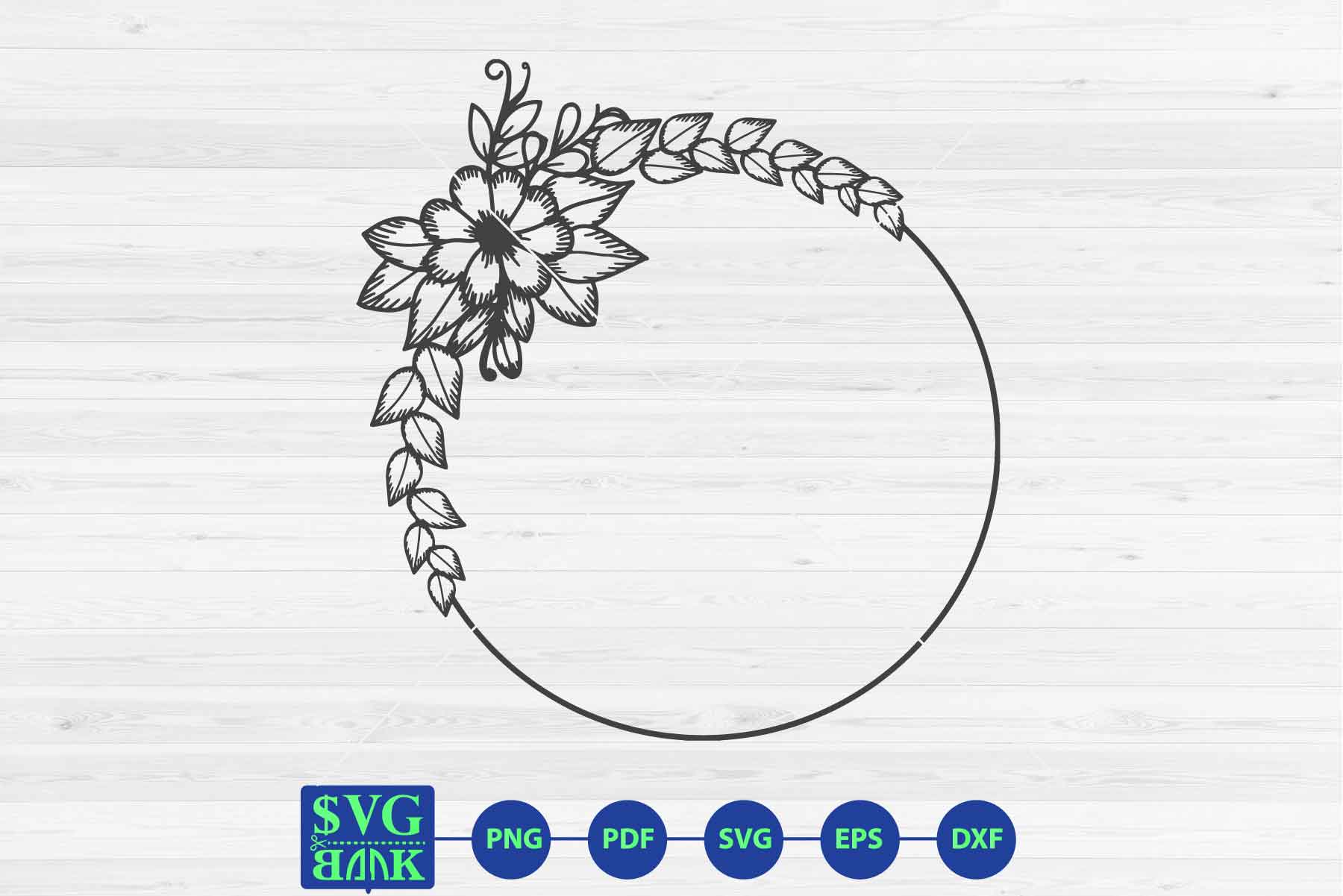 Download Circle floral frame svg, monogram circle frame cut file