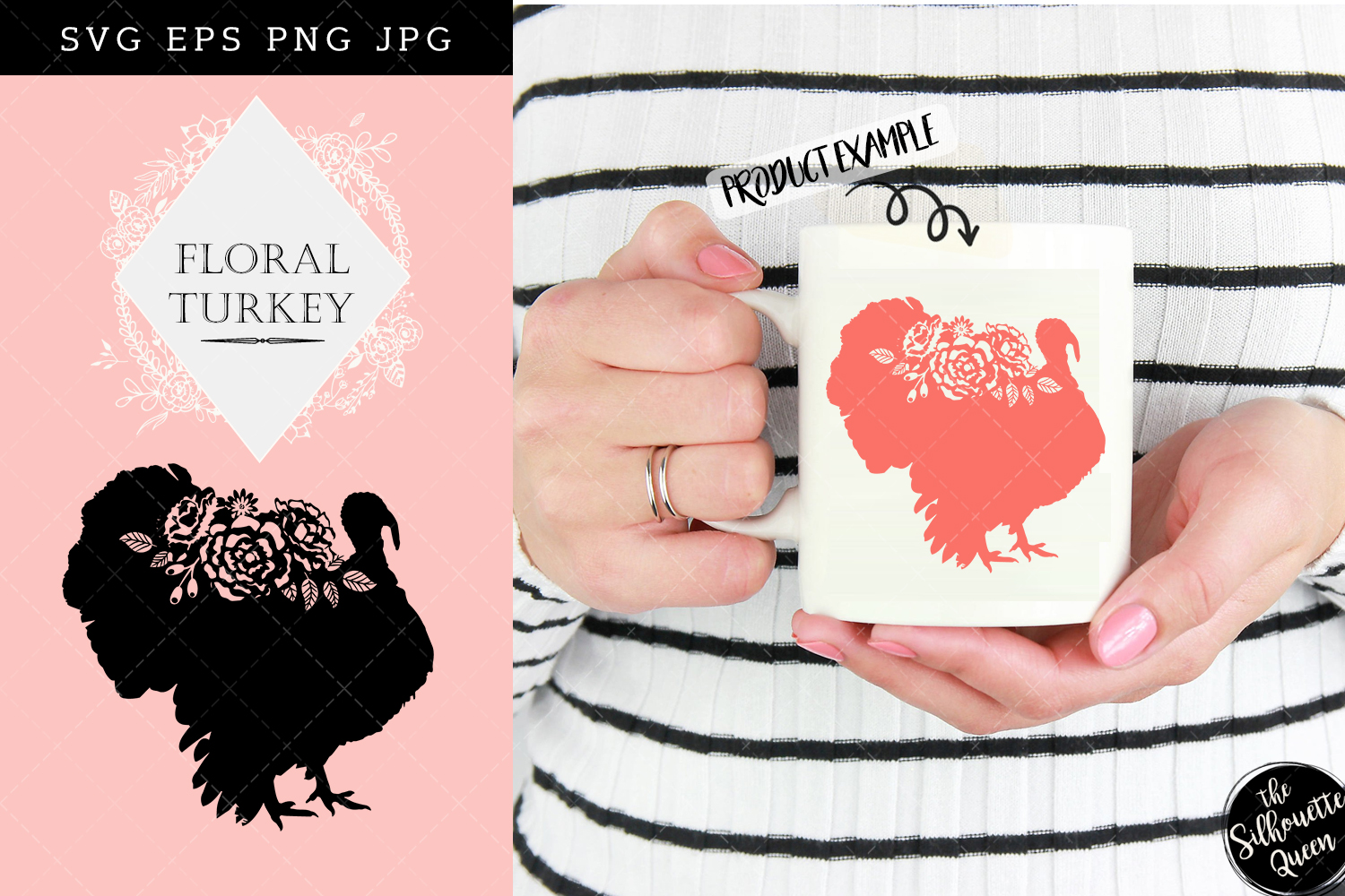 Download Floral Turkey Silhouette Vector