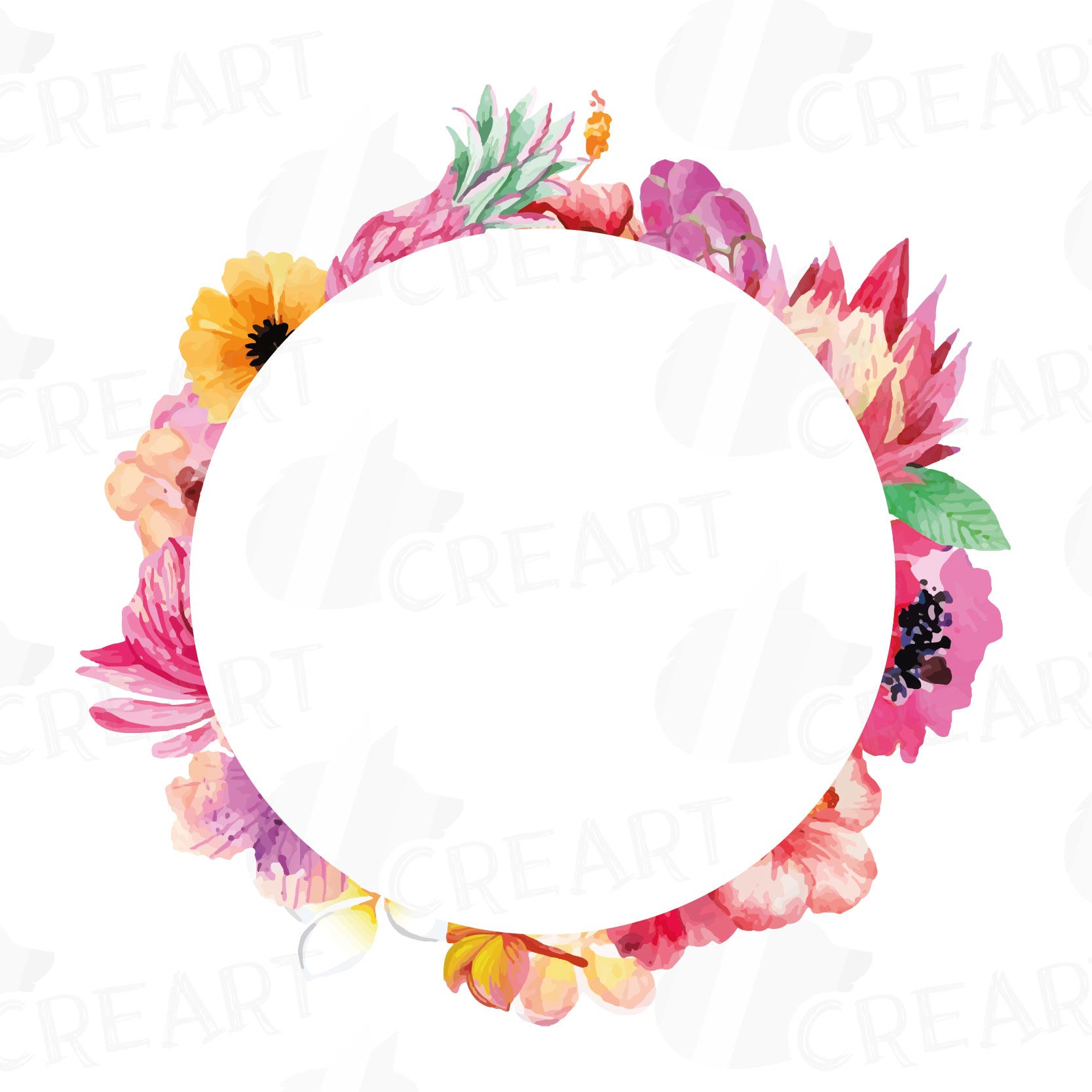 Watercolor wild flowers clip art pack, exotic watercolor flowers valentine clip art. Eps, png ...