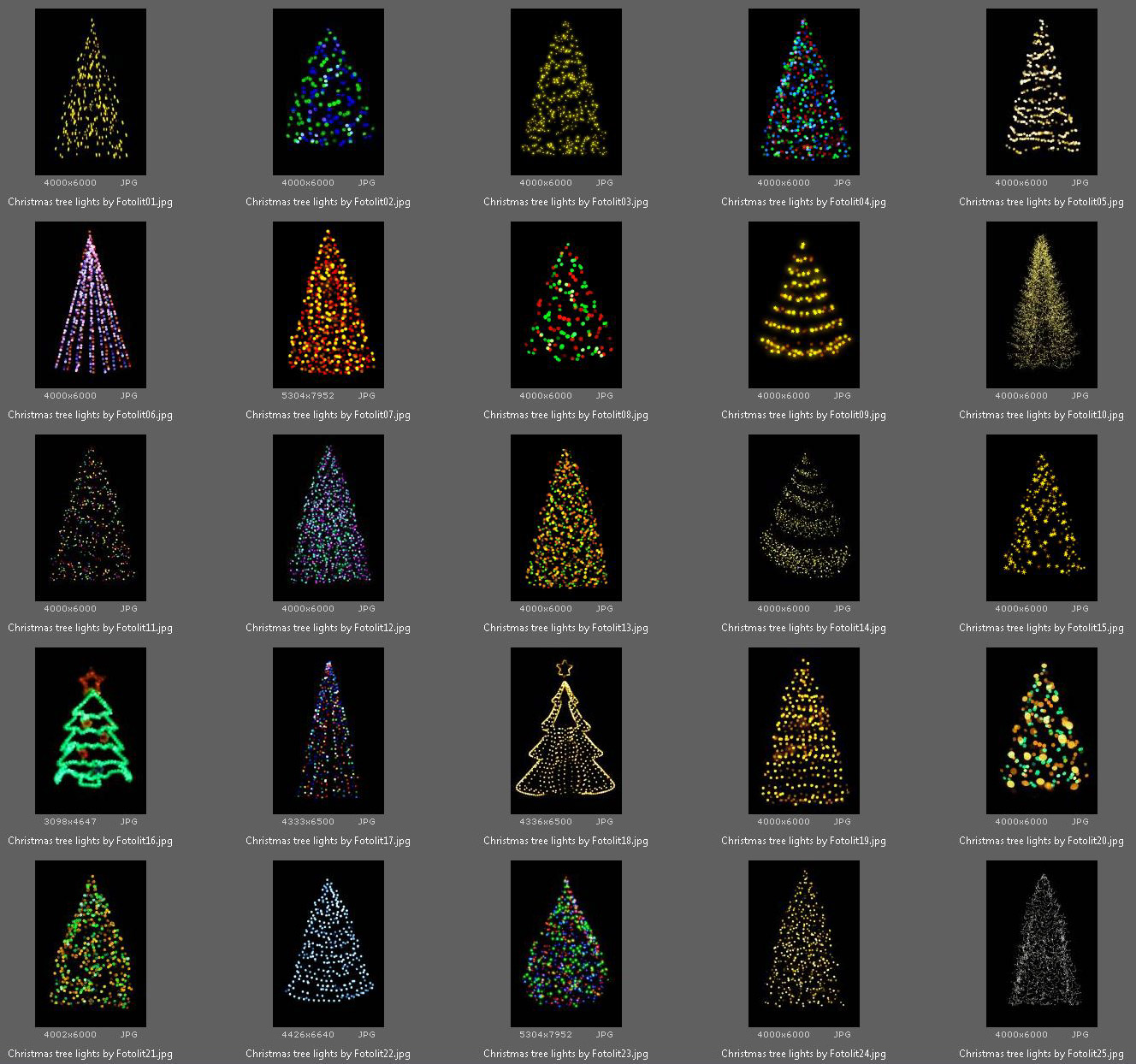 25 Christmas Tree Lights Overlays