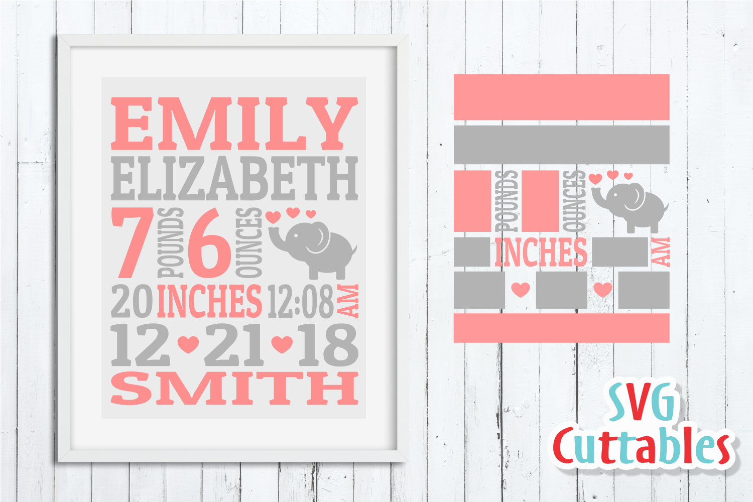 Baby Birth Announcement Template, SVG Cut File