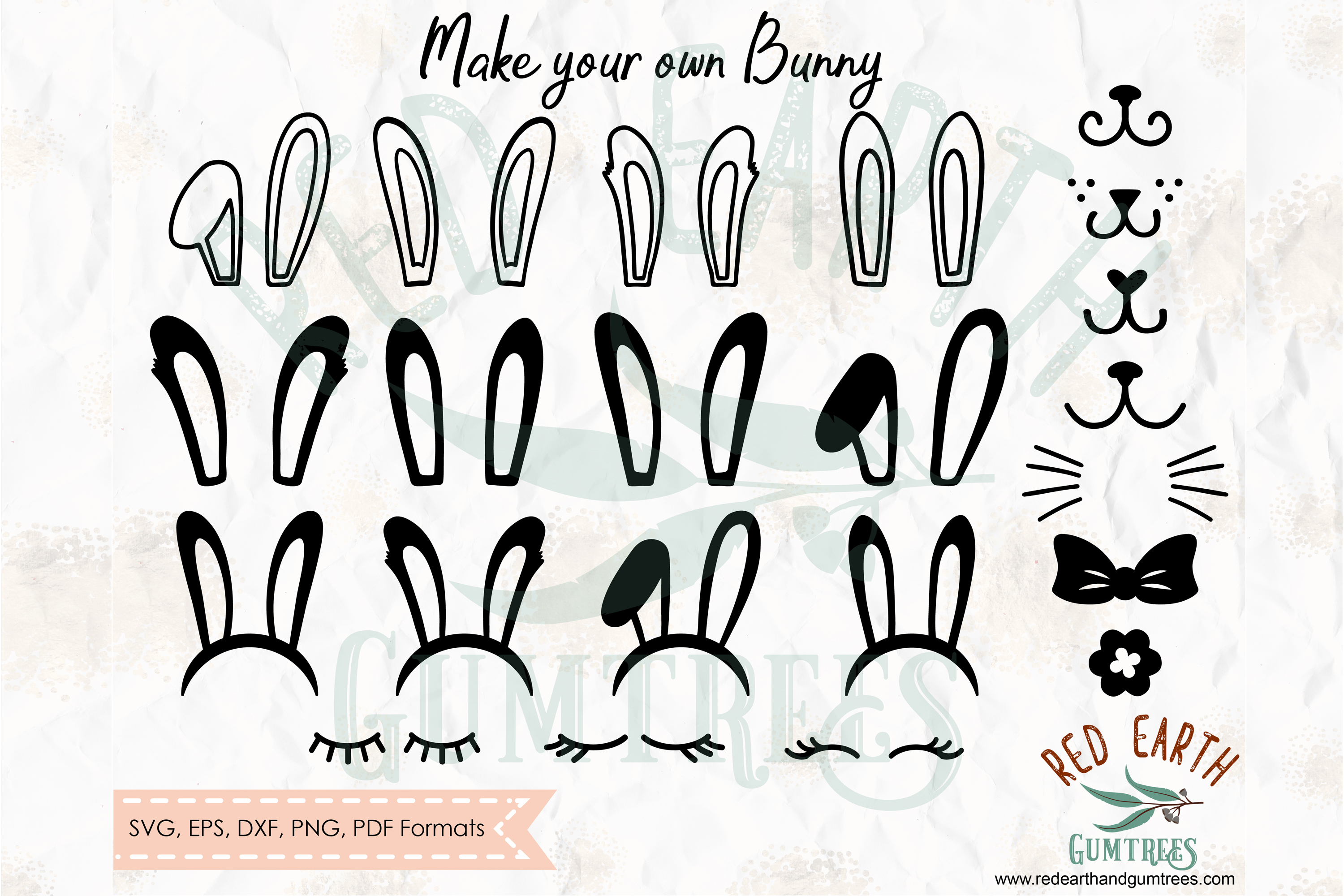 Download Make your own Easter rabbit, bunny ears in SVG,DXF,PNG,EPS