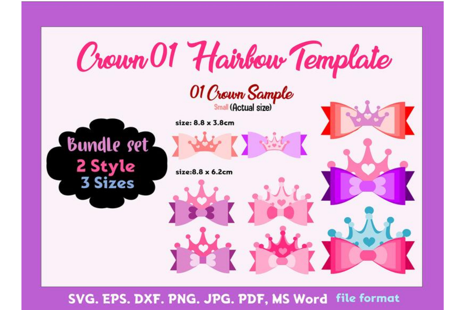 Download Crown Bundle Hair Bow Template Bundle of 6style 3size SVG