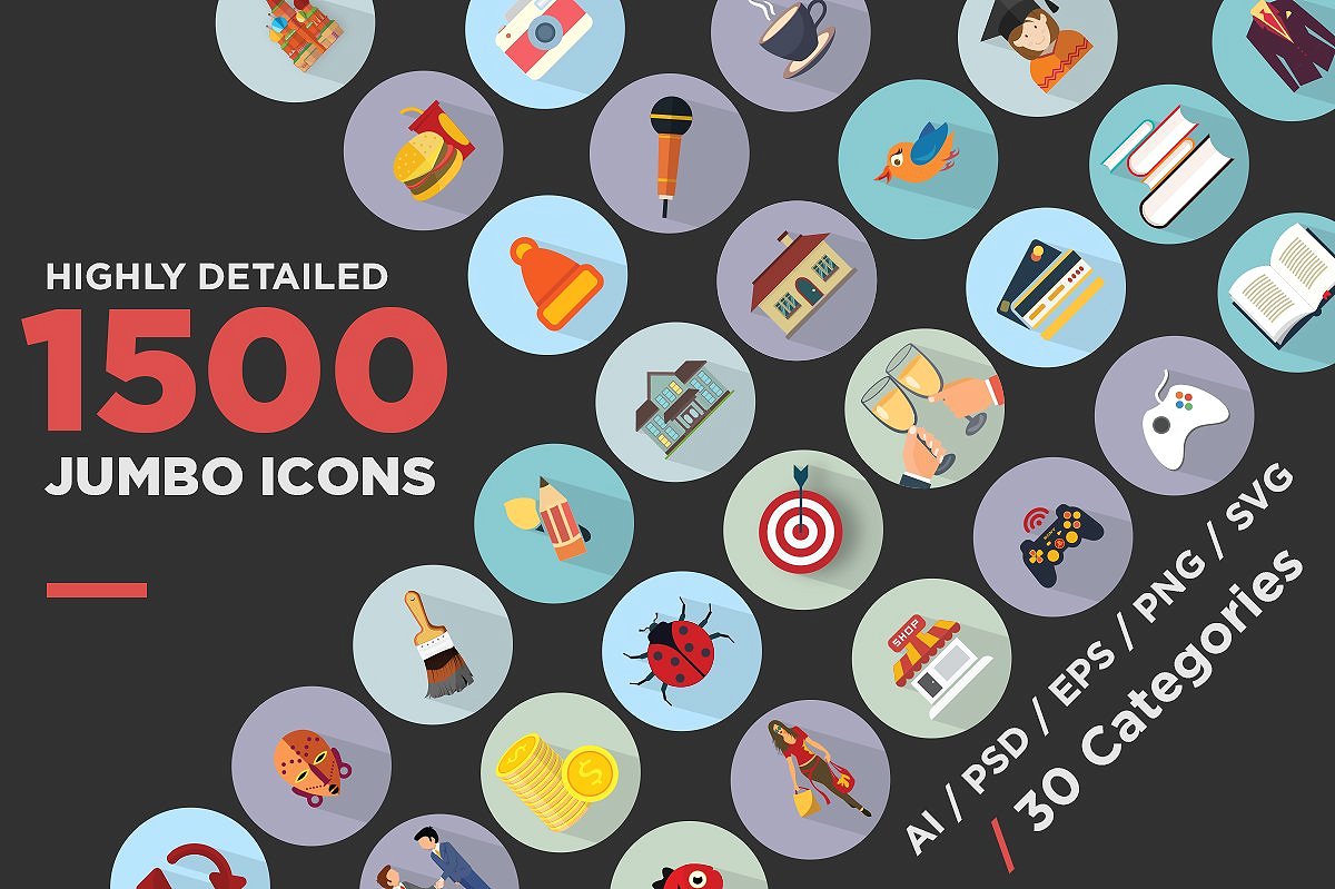 Download Jumbo Flat Icons Pack 78188 Icons Design Bundles