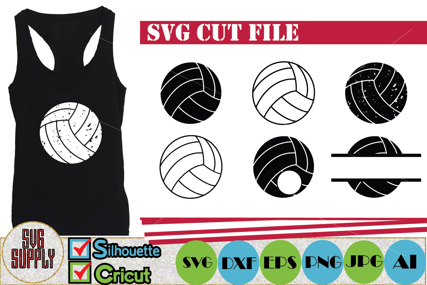 Volleyball Set SVG Cut File