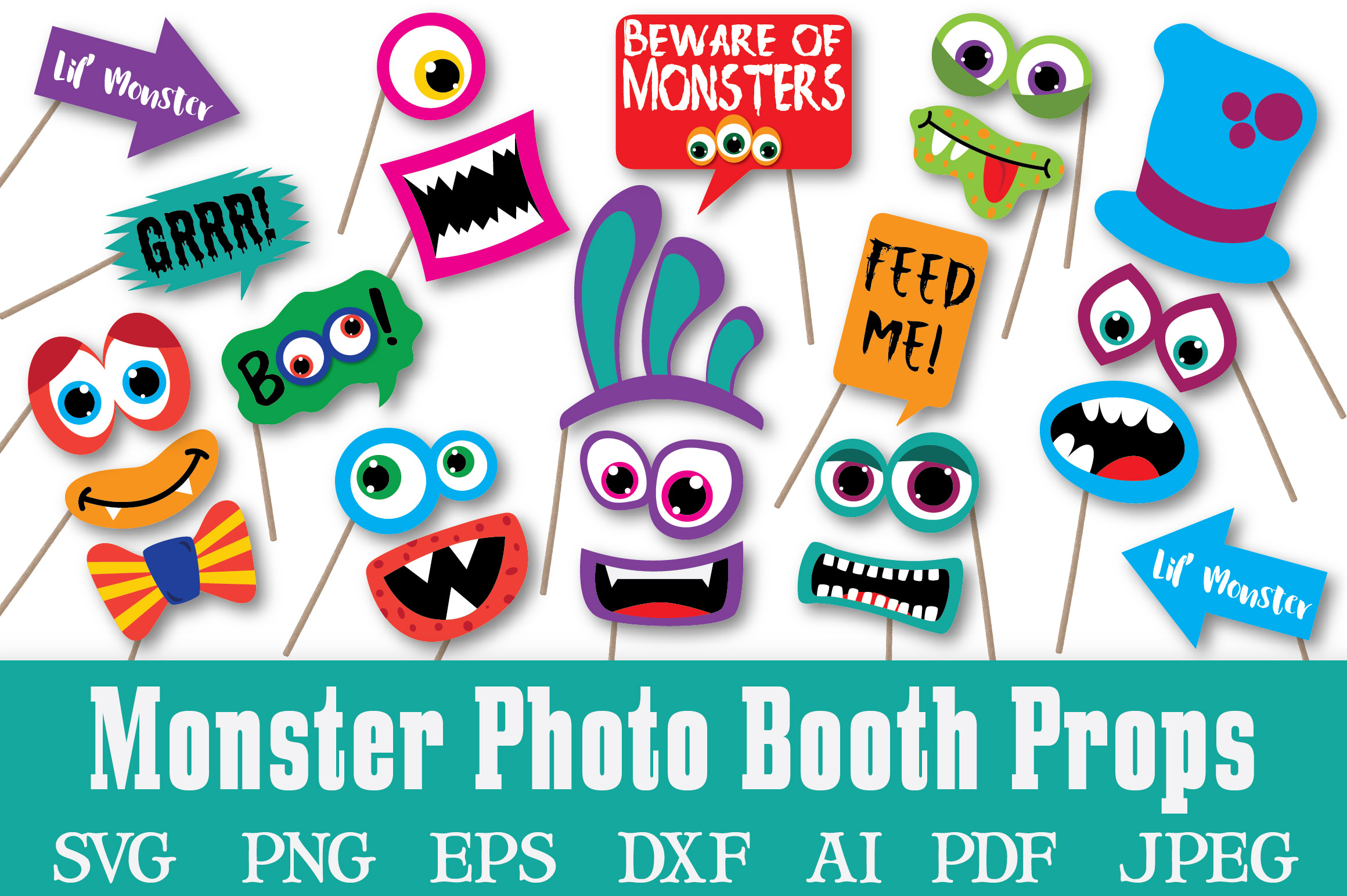 monster photo booth props svg cut file and clipart png monster photo booth props svg cut file and clipart png