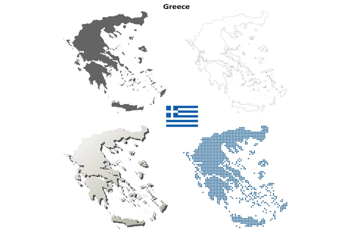 Greece outline map set