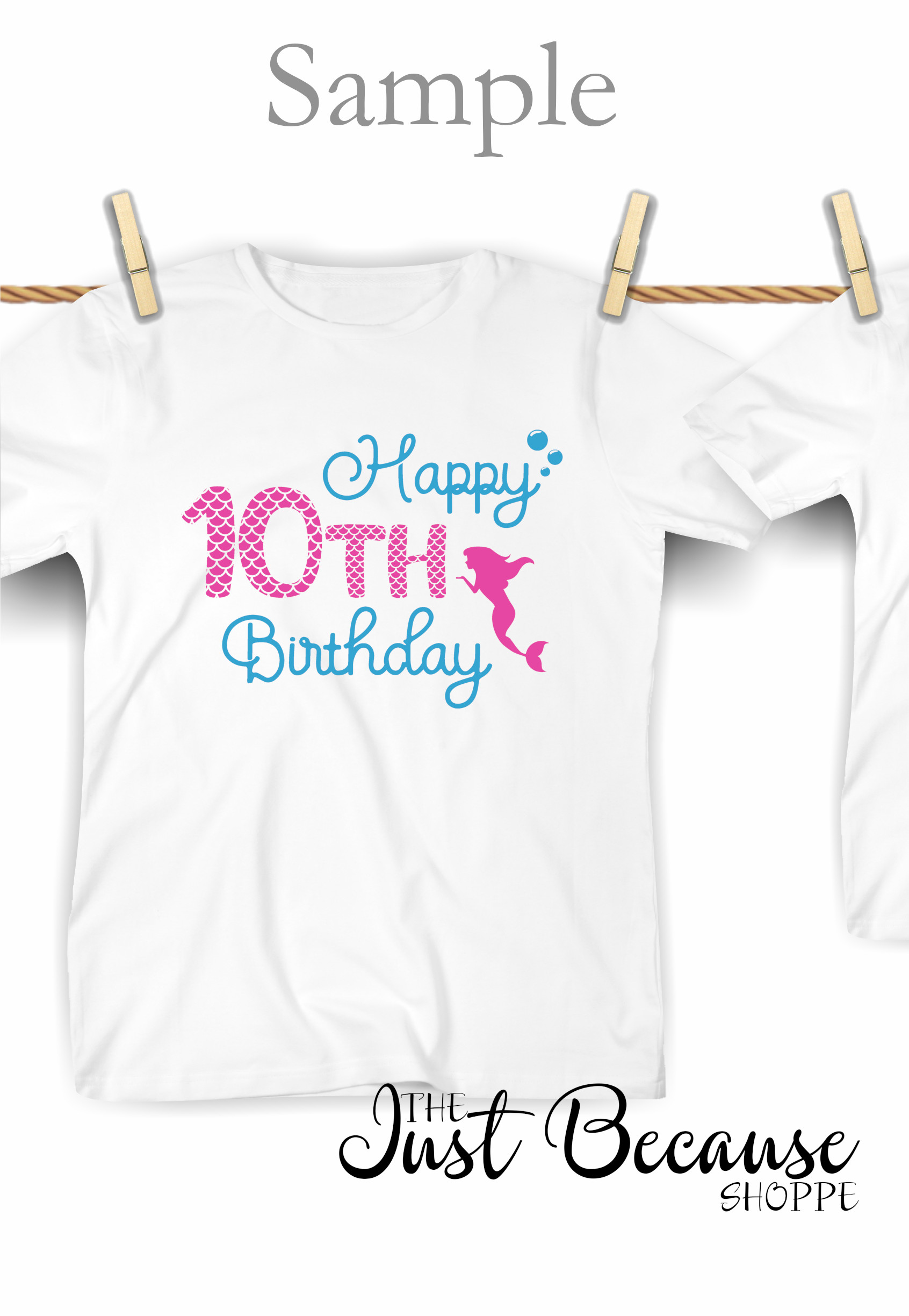 Download Happy 10th Birthday Mermaid, SVG Design -0447