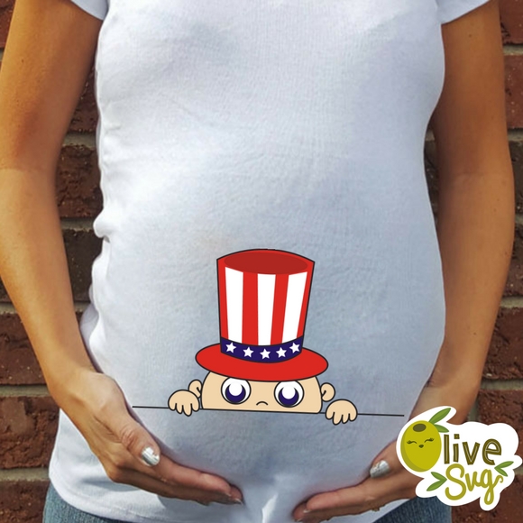 Download 4th of July Peeking Baby SVG, baby svg, maternity svg, funny pregnancy t shirt, peeking baby t ...