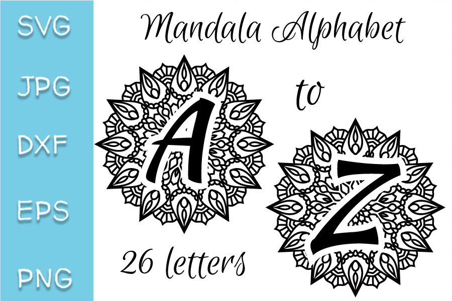 Download Mandala alphabet SVG, JPG, DXF, EPS, PNG letters set ...