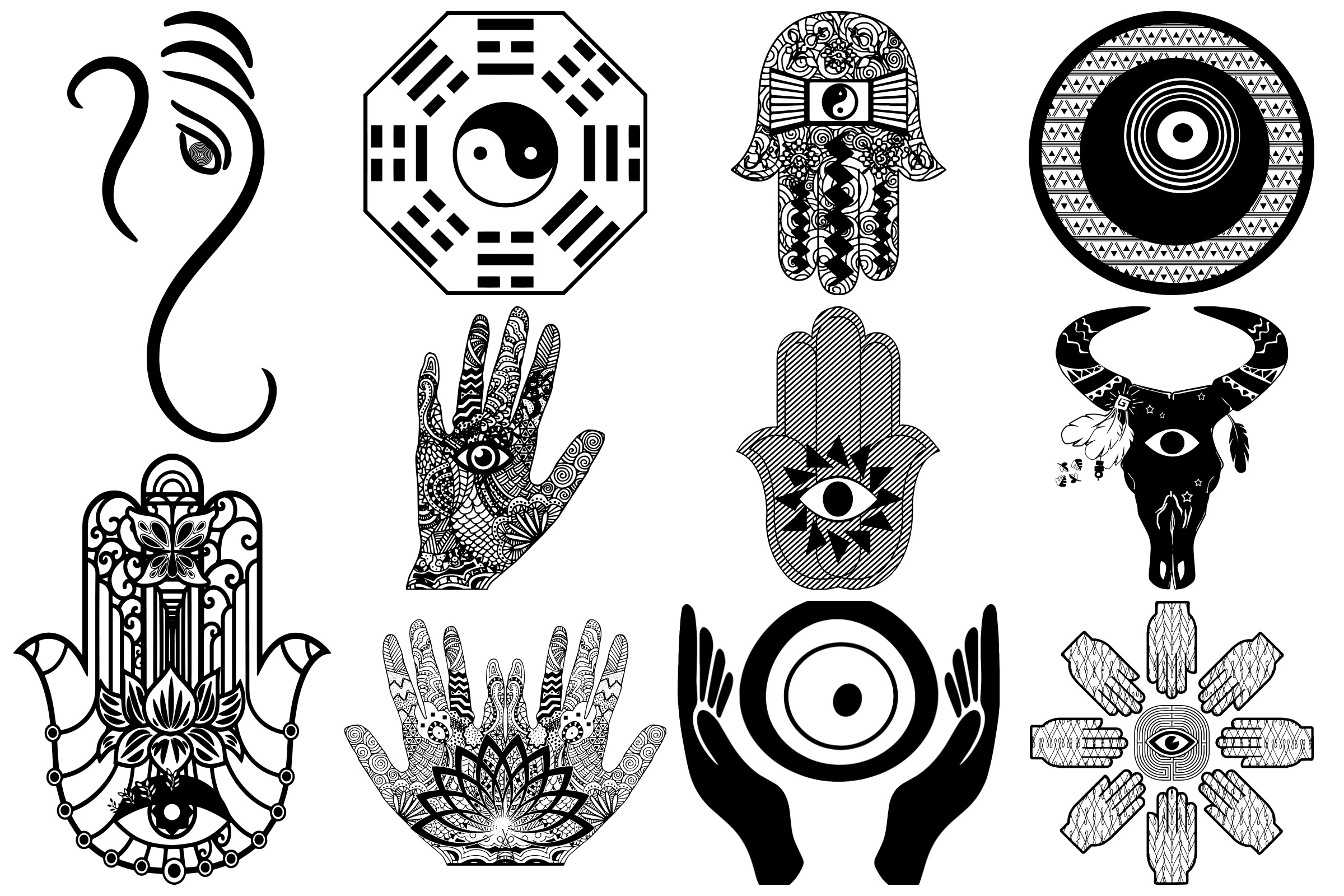 Hamsa Evil Eye, Henna, Etc. AI EPS PNG Clip Art (162349 ...