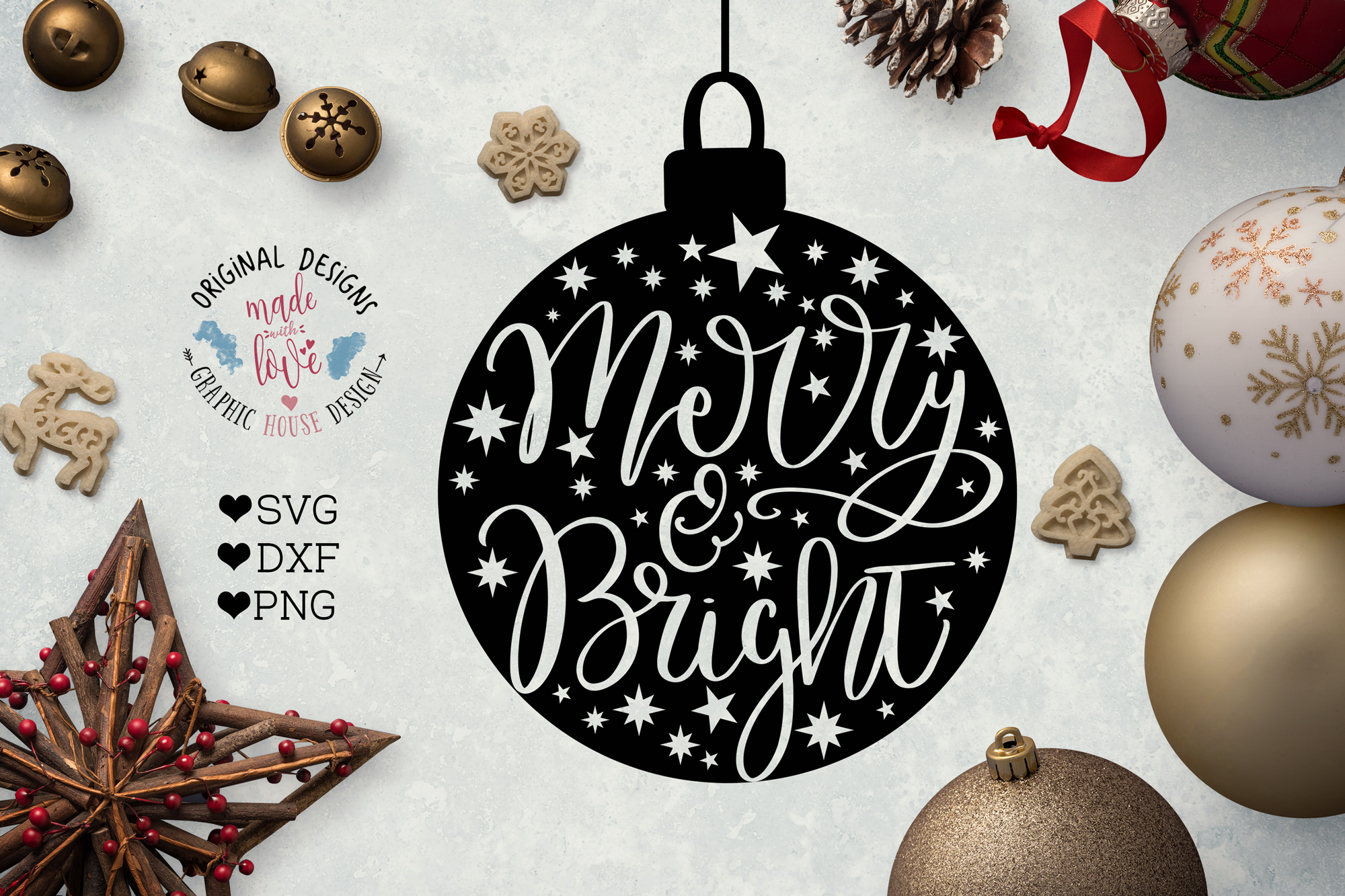 Merry N Bright Christmas Ball Cut Files Christmas Cut File 40793 Svgs Design Bundles