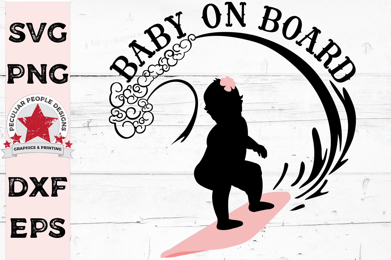 Baby On Board SVG Surfing Girl gender reveal Car Decal