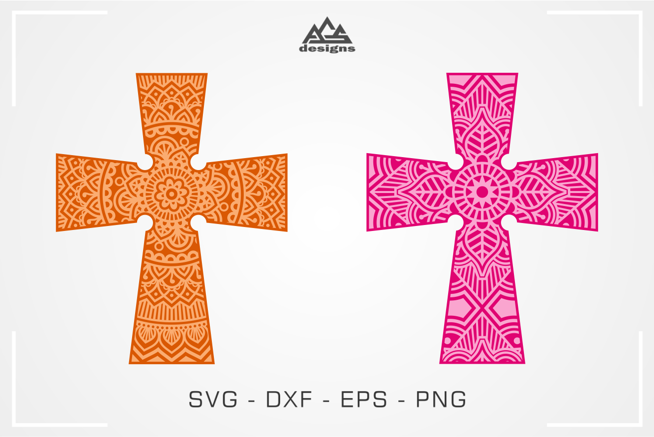 Download Cross with Mandala Pattern Svg Design