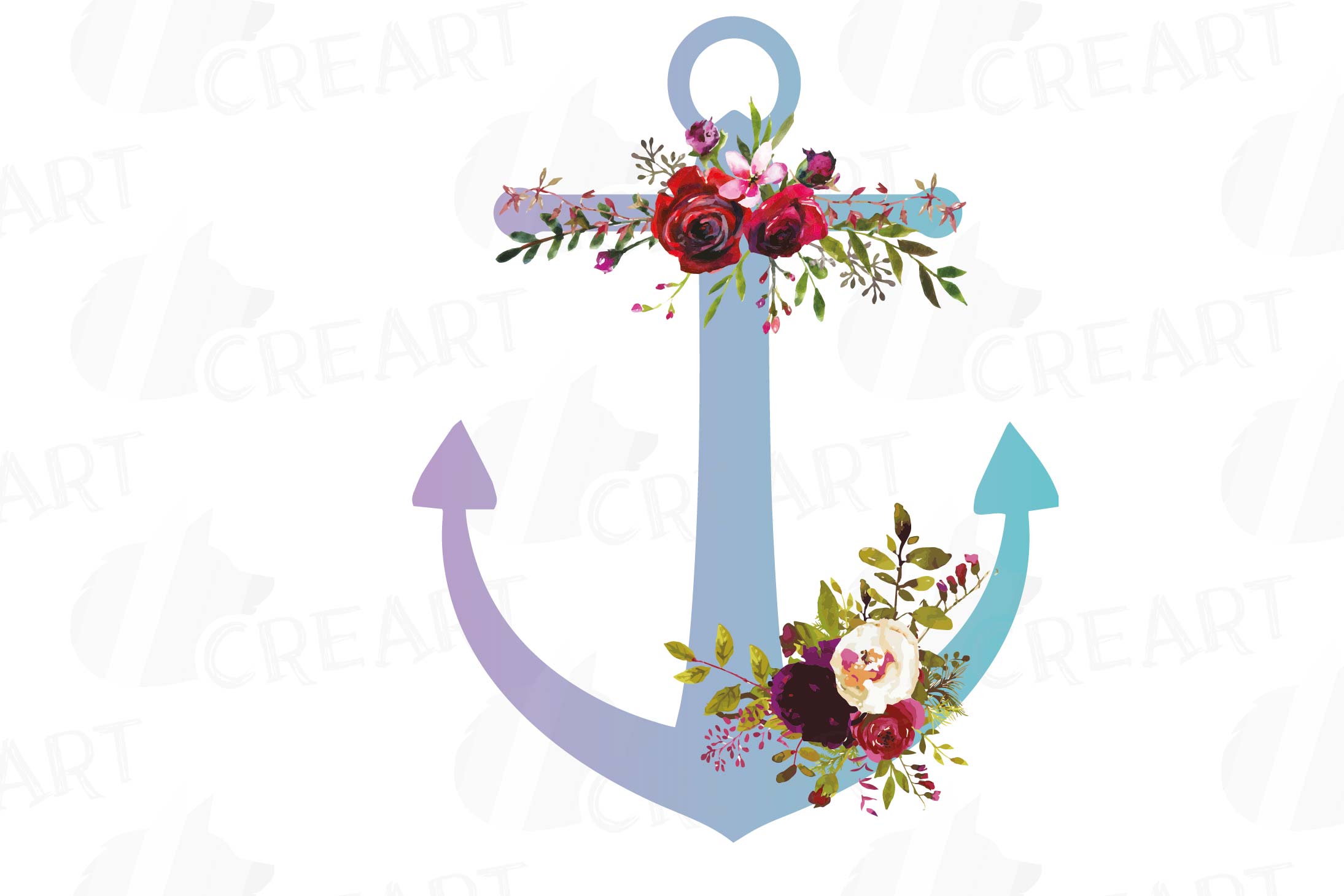 Download Colorful Floral Anchor clip art collection, watercolor flora (106561) | Illustrations | Design ...