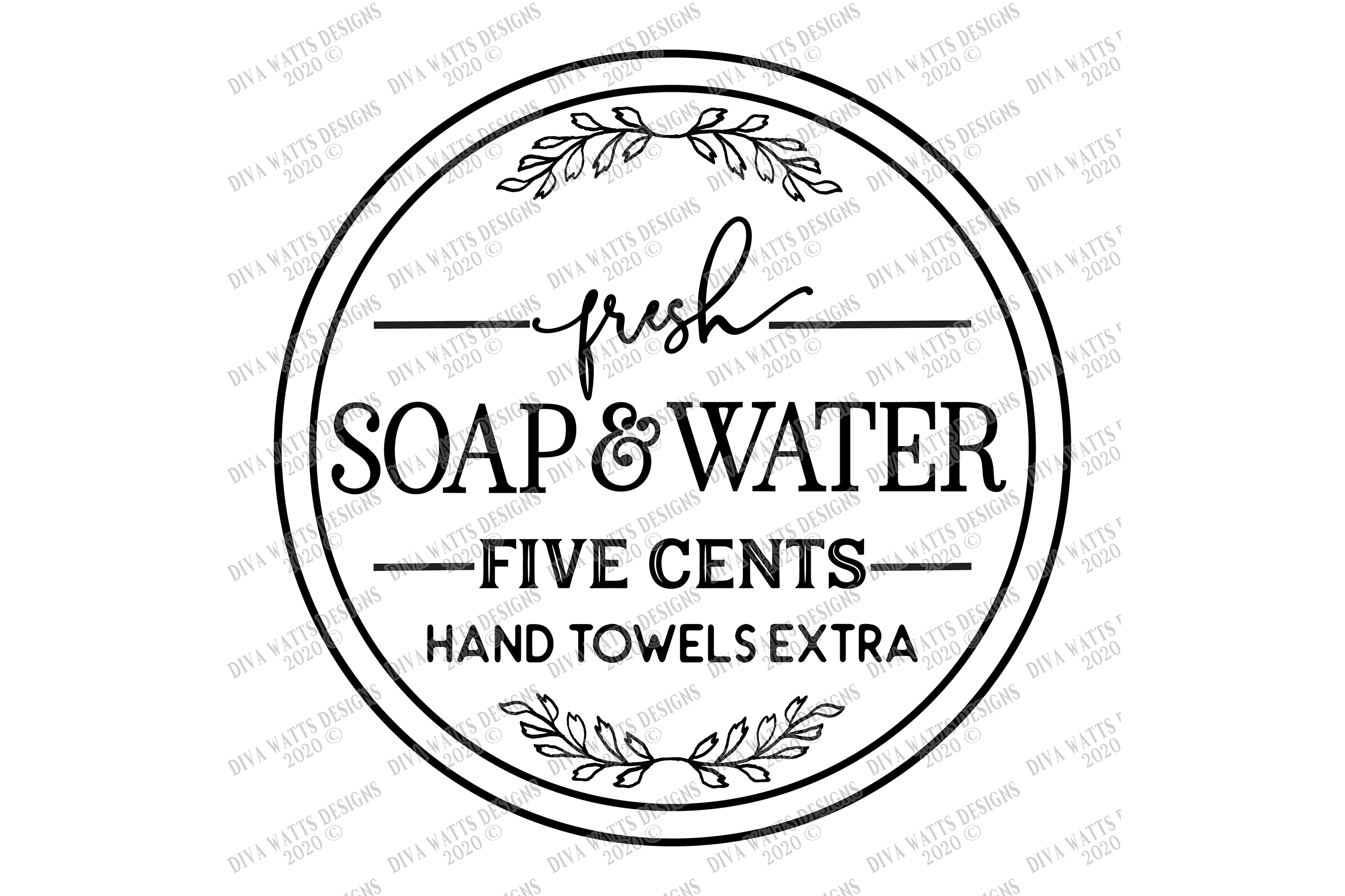 Fresh Soap & Water Five Cents Hand Towels Extra Round SVG