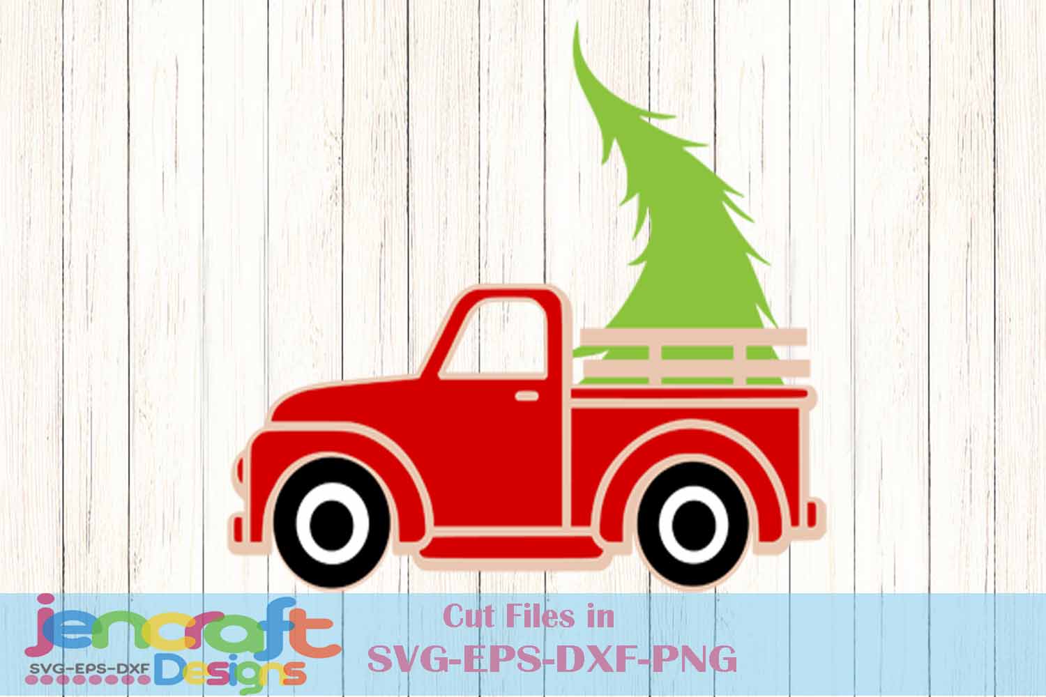 Download Vintage Red Christmas Truck with Tree SVG Classic truck ...