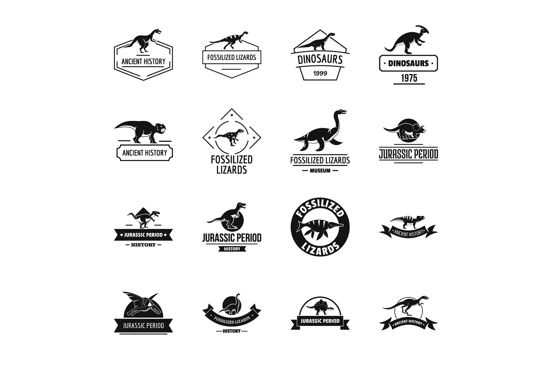 Dinosaur logo icons set, simple style (367237) | Illustrations | Design ...