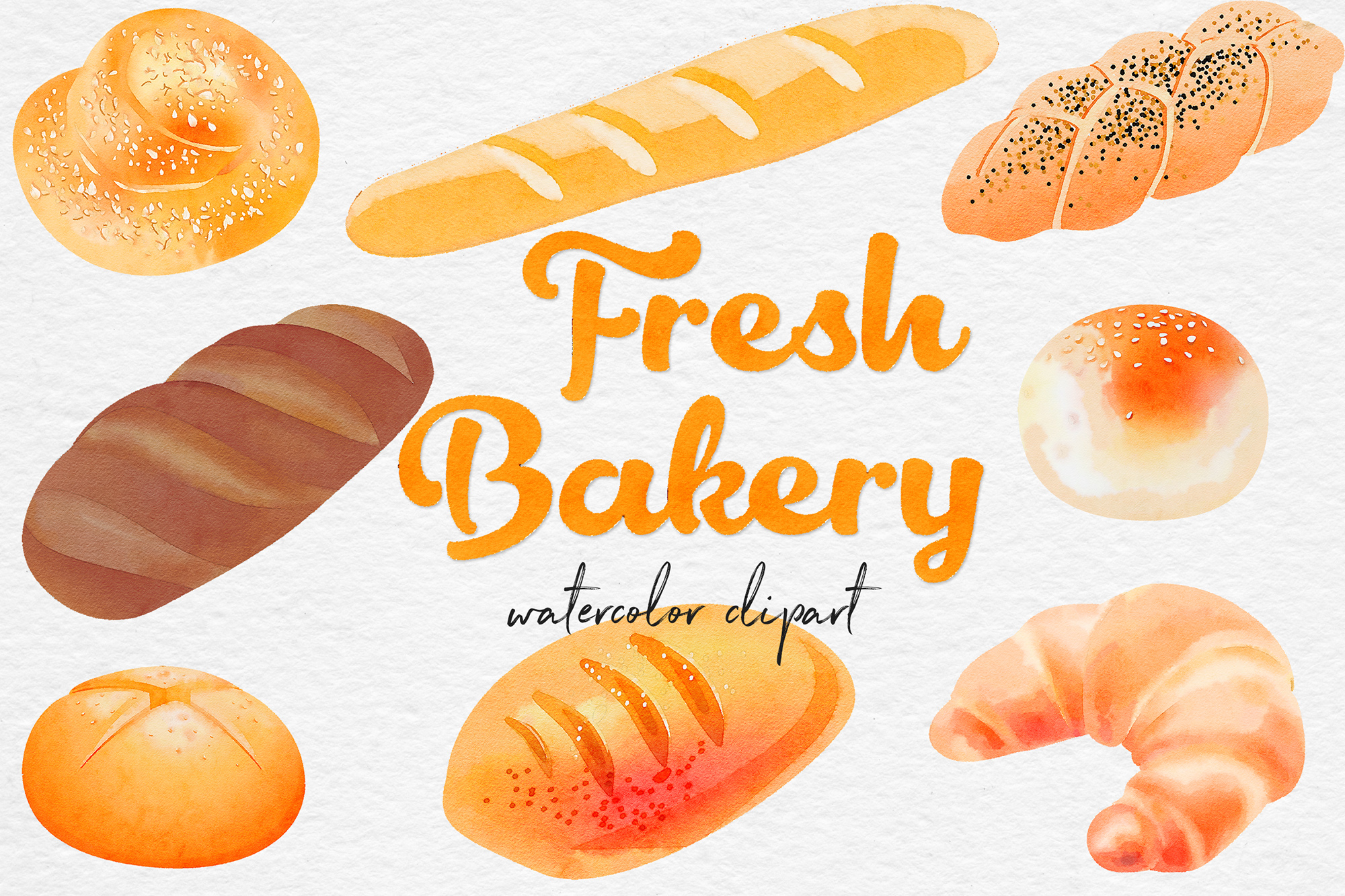 Watercolor Bread Clipart 321846 Decorations Design Bundles 3253