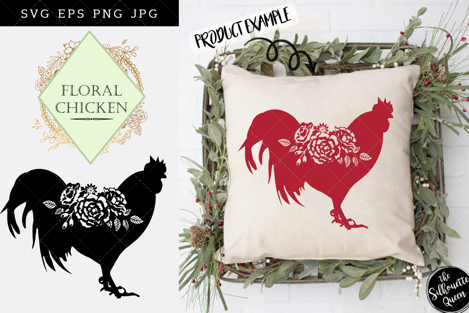 Download Floral Chicken Silhouette Vector (271971) | Illustrations ...