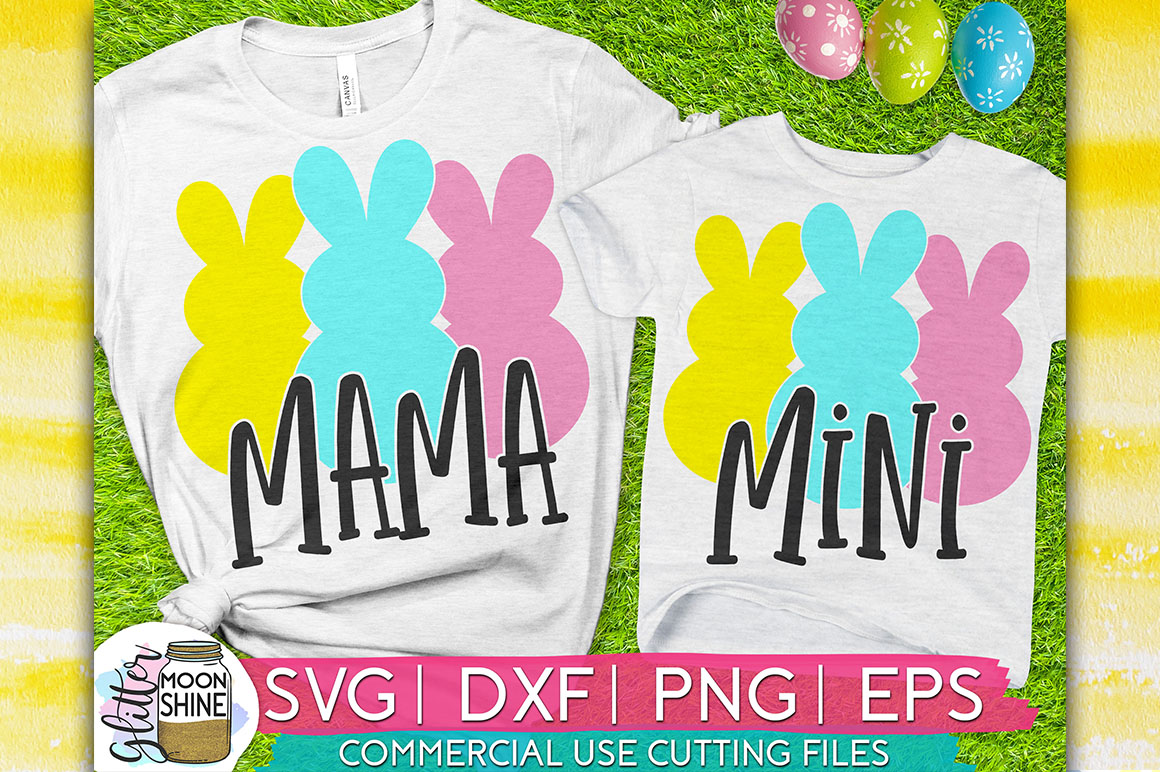 Mama And Mini Easter Bunny Set SVG DXF PNG EPS Cutting Files (424819