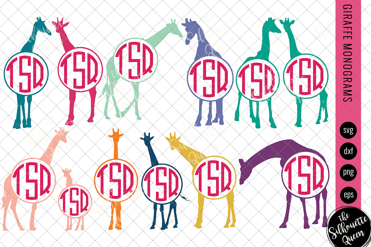 Download Giraffe Svg, Monogram Svg, Circle Frames, Cuttable Design