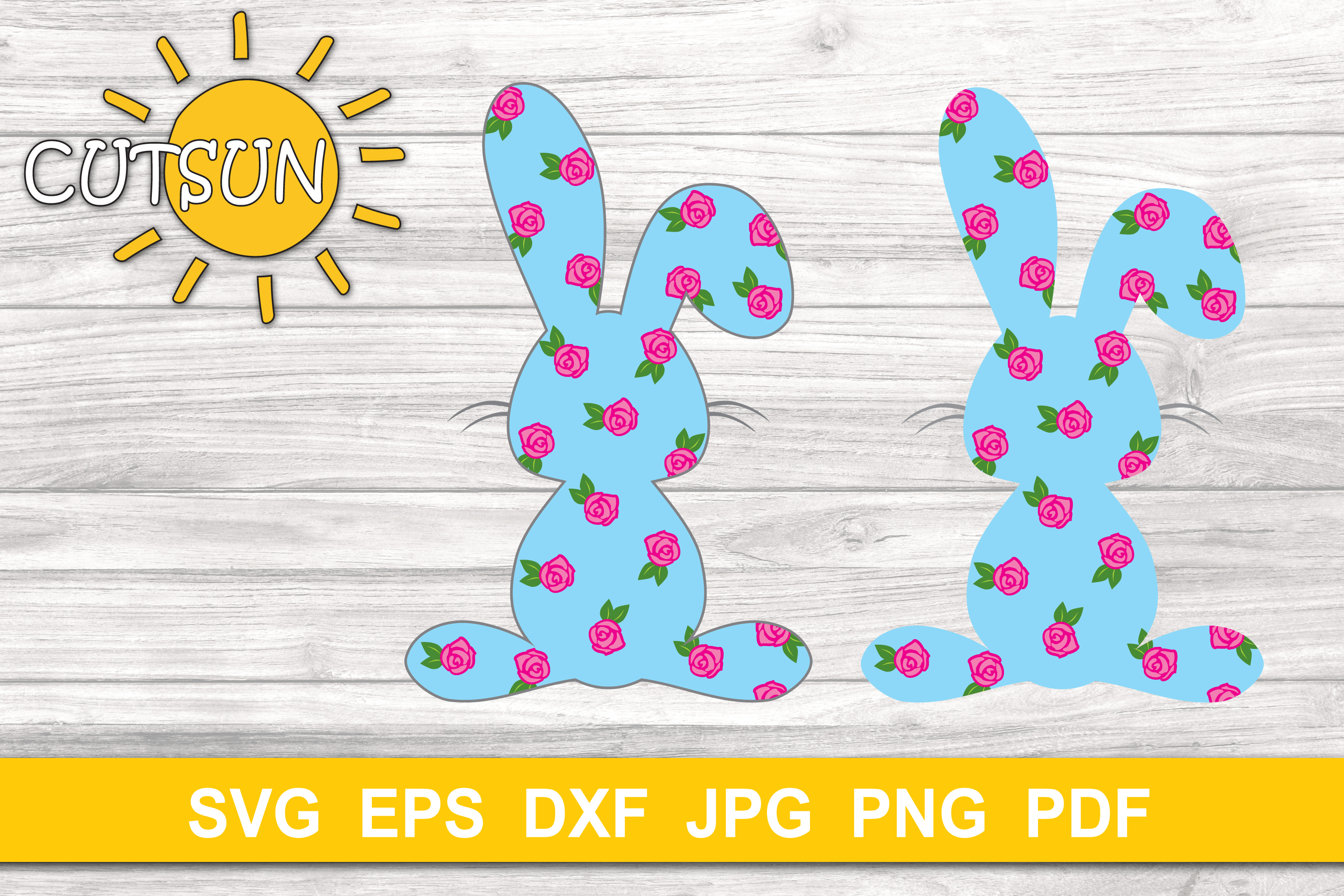 Download Easter Bunny SVG | Bunny flower SVG | Bunny roses SVG