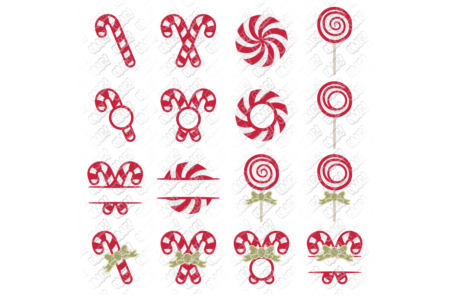 Candy Cane SVG Monogram Christmas in SVG, DXF, PNG, EPS, JPG (145476
