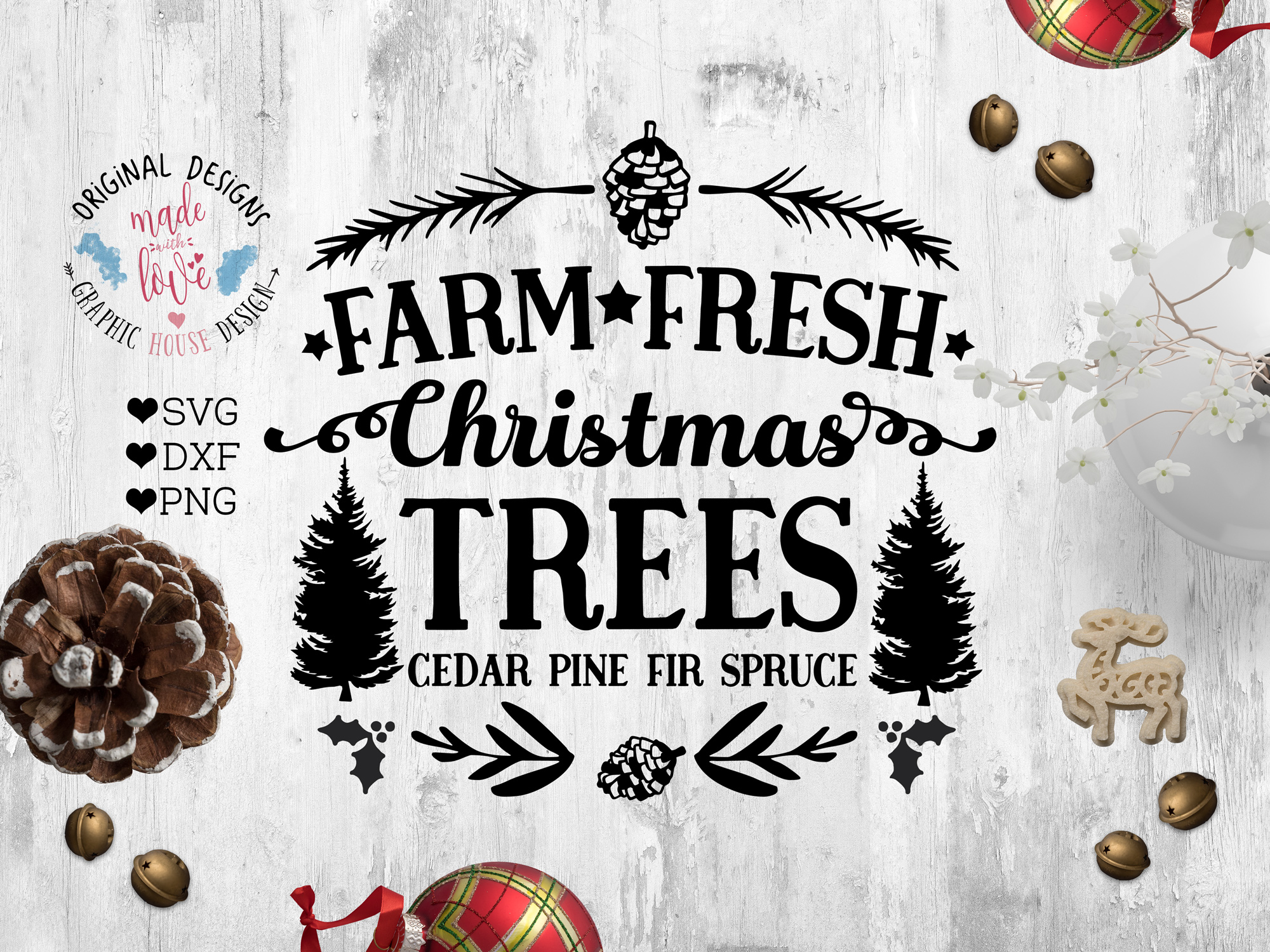 Farm Fresh Christmas Trees - Christmas Cut File example image 1.