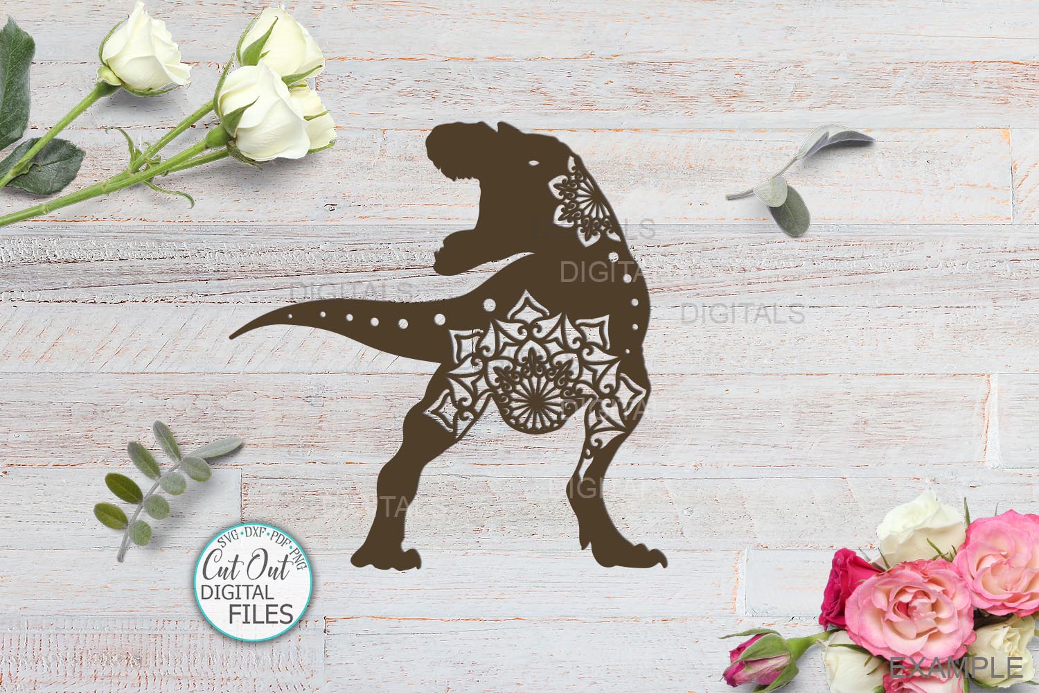 Download Mandala T rex dinosaurs bundle cut out svg paper laser cut