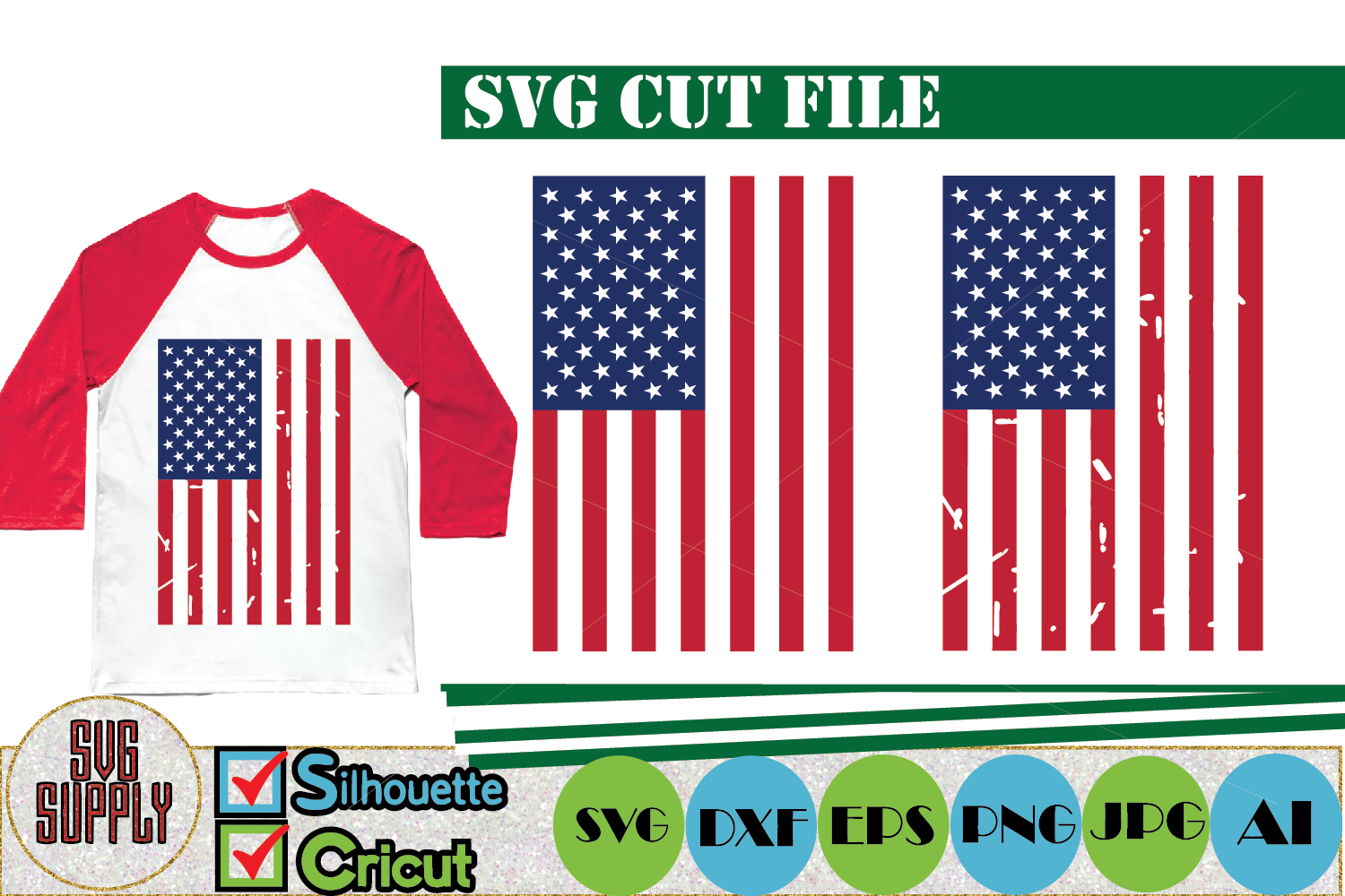 Download American Flag Distressed SVG Cut File (268626) | Cut Files ...