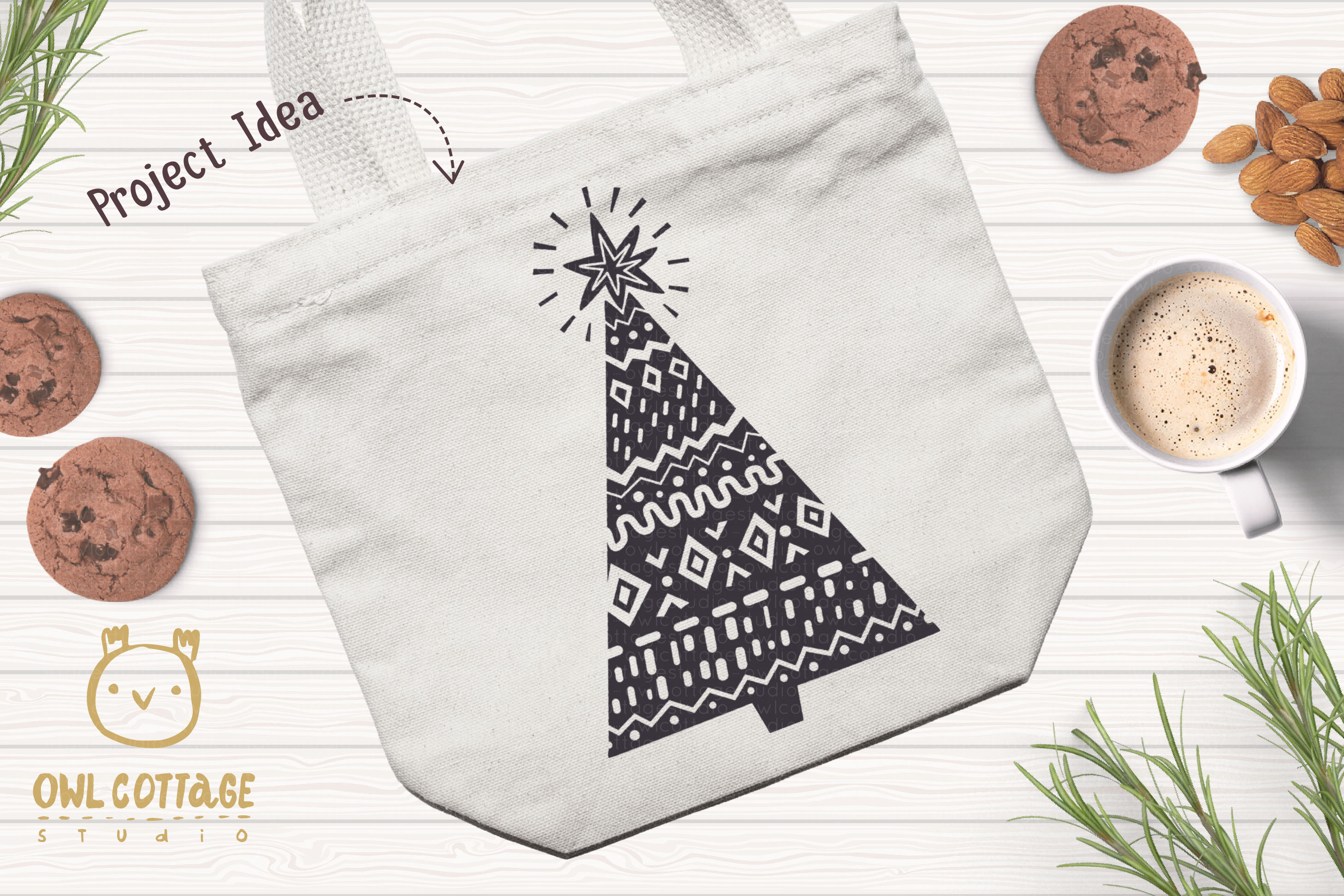 Scandinavian Style Xmas Tree SVG, Christmas Decor Cut File